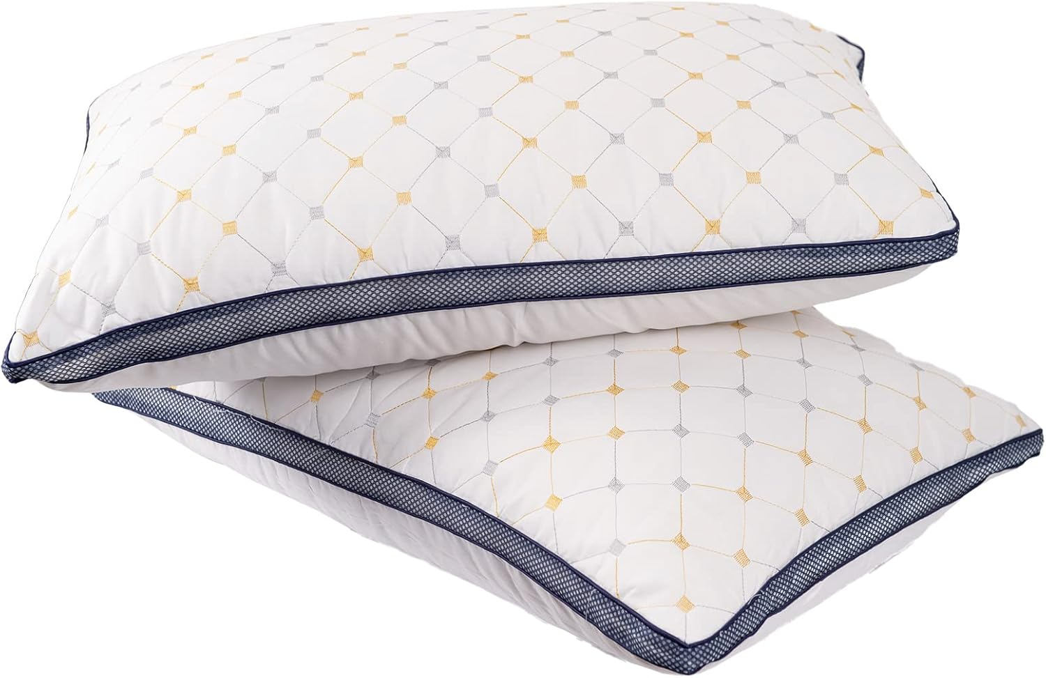 Royal Comfort Pillow Air Mesh Hotel Quality Breathable Ultra Comfort Microfibre Fill 50 X 75Cm (White Checked, 2 Pack) image number 1