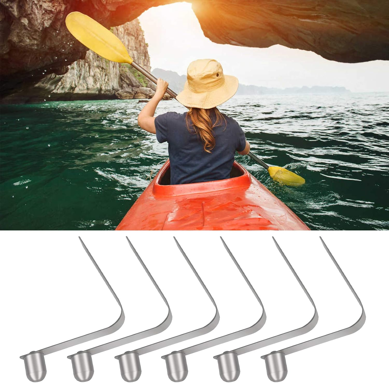 6 Pieces 8Mm Stainless Steel Paddle Spring Clips Outdoor Camping Awning Tent Pole Snap Button Clips Single End image number 5