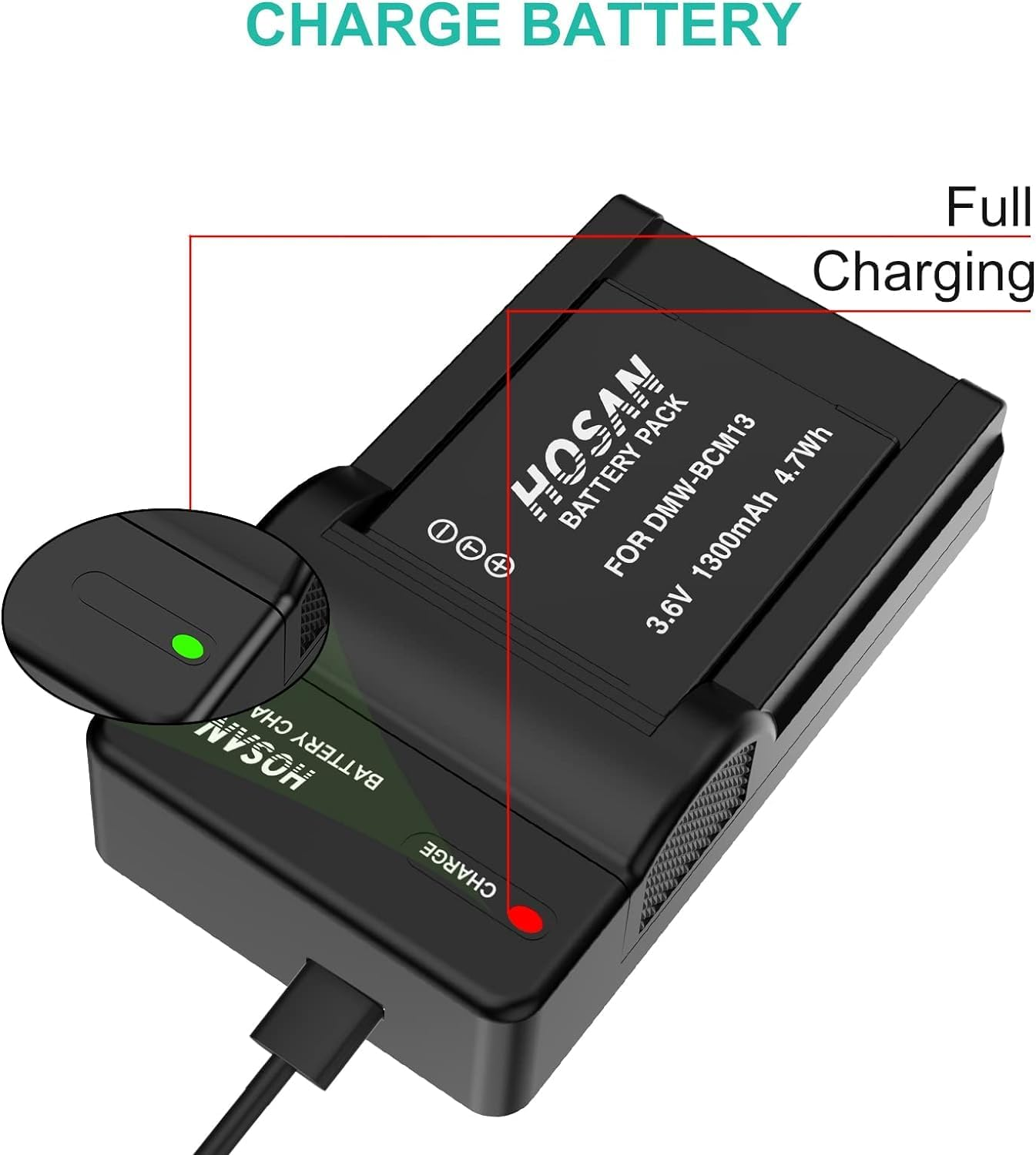 DMW-BCM13 Replacement Battery (2-Pack) and Portable USB Charger Kit for Panasonic DMW-BCM13,DMW-BCM13E,DMW-BCM13PP and Panasonic Lumix DC-TS7,DMC-FT5,DMC-LZ40,DMC-TS5,DMC-TZ37,DMC-TZ40,DMC-TZ41 image number 6