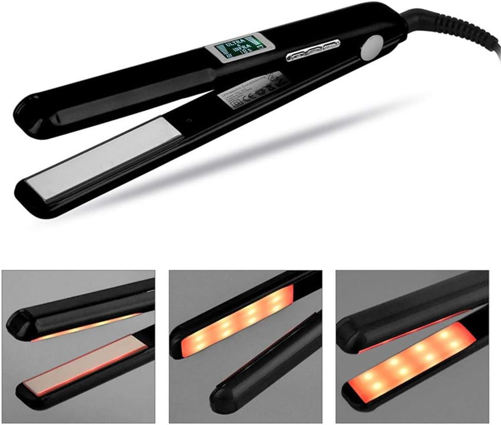 Upgrade Professional Ultrasonic Infrared Hair Straightener Care Cold Flat Iron for Hair Treatment Therapy Repair Damaged Hair LCD Display 360&deg; Swivel Cord, Black image number 5