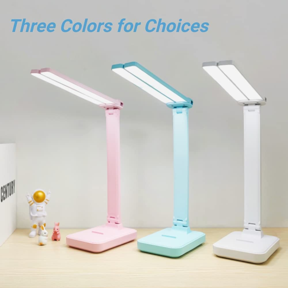 Pink Desk Lamp for Home Office,Portable Cute Small Desk Lamp with 3 Lighting Modes, Battery Operated Rechargeable Desk Light for Kids, Reading,Studying,Dormitory, Pink image number 3