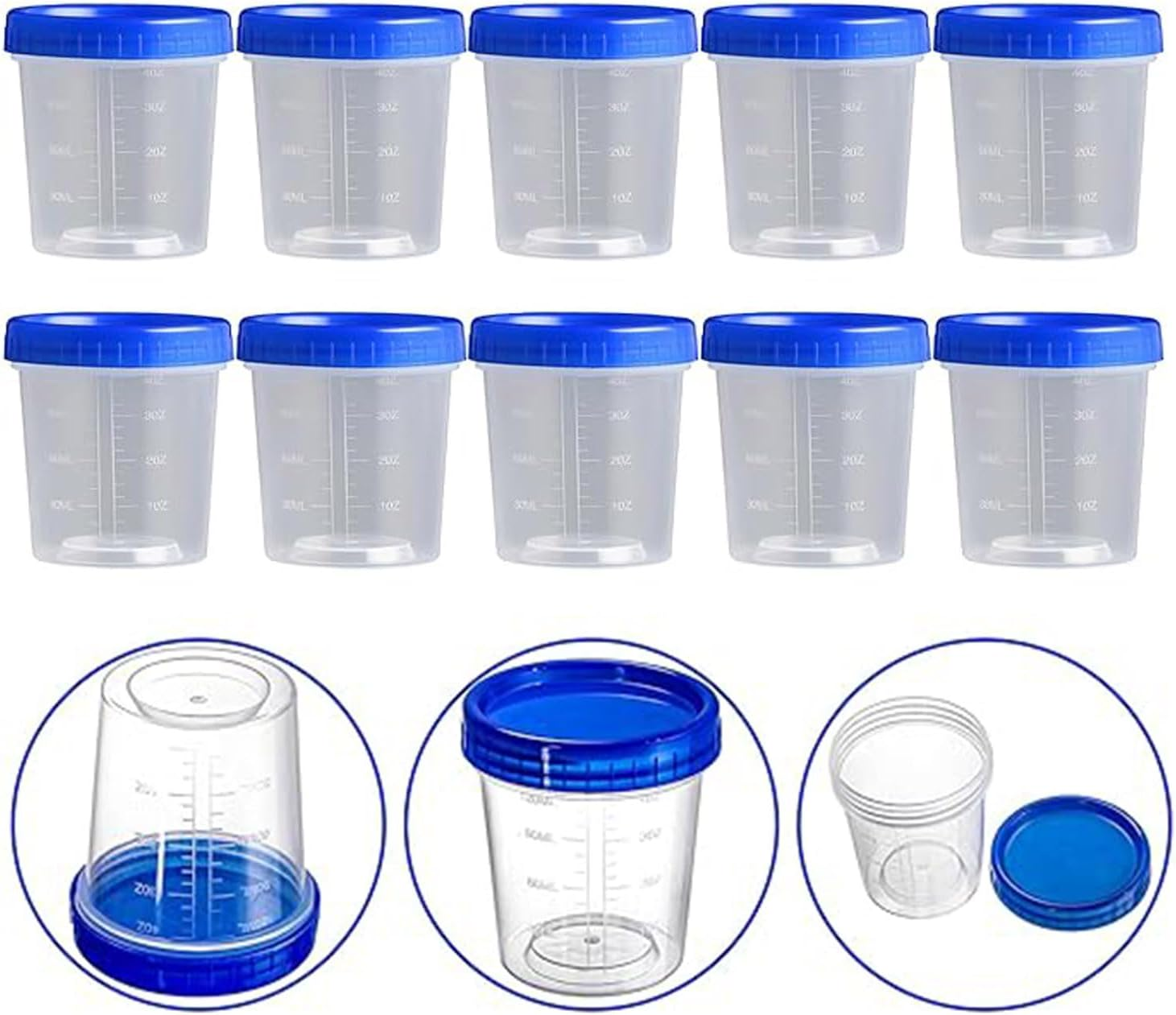 Roczential 10 Pack Salad Dressing Container, Small Containers with Lids, Leakproof Condiment Containers with Screw Lids, Reusable Stackable Plastic Dip Sauce Containers image number 2