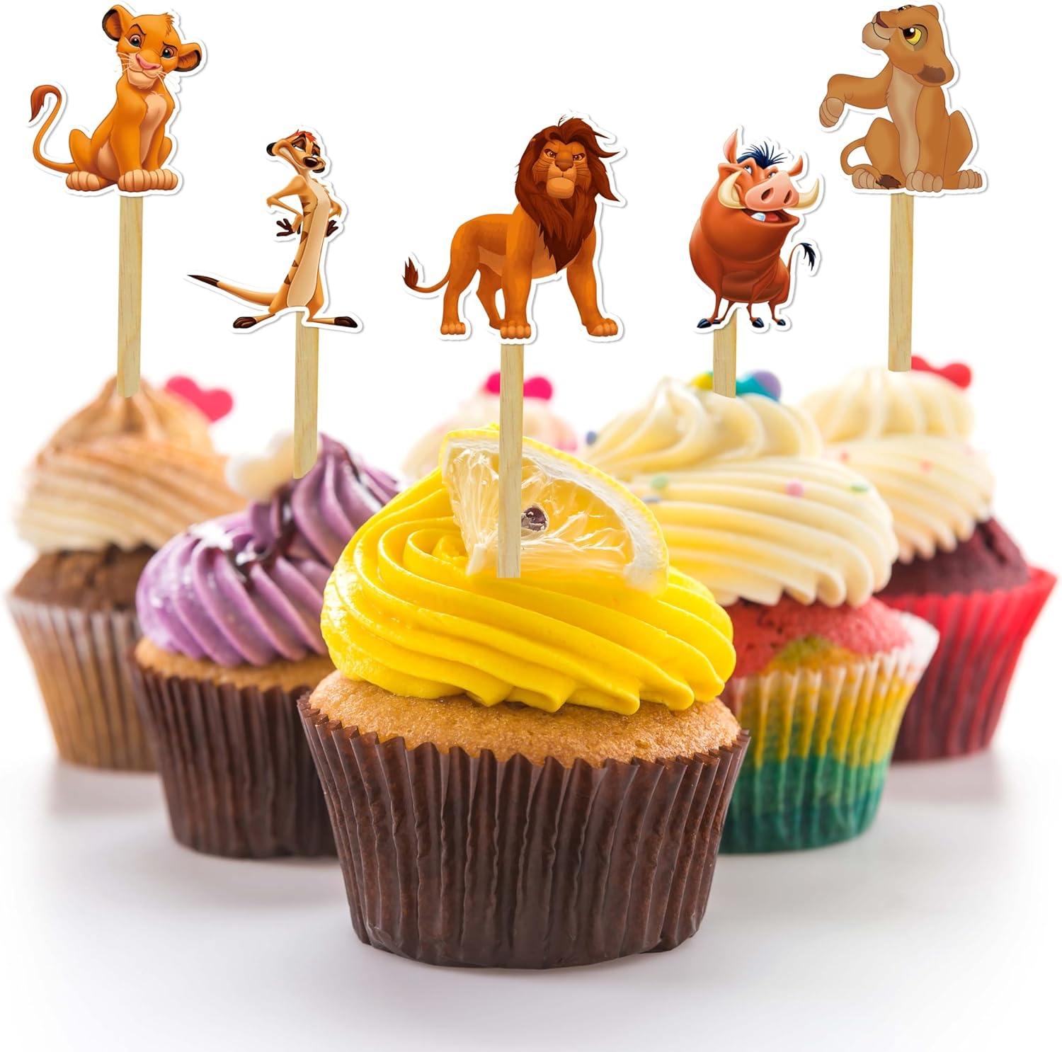 The Lion Kng Cupcake Toppers &ndash; Jungle Safari Birthday Party Decorations for Kids, Themed Picks for Cakes & Cupcakes, Perfect for Celebrations