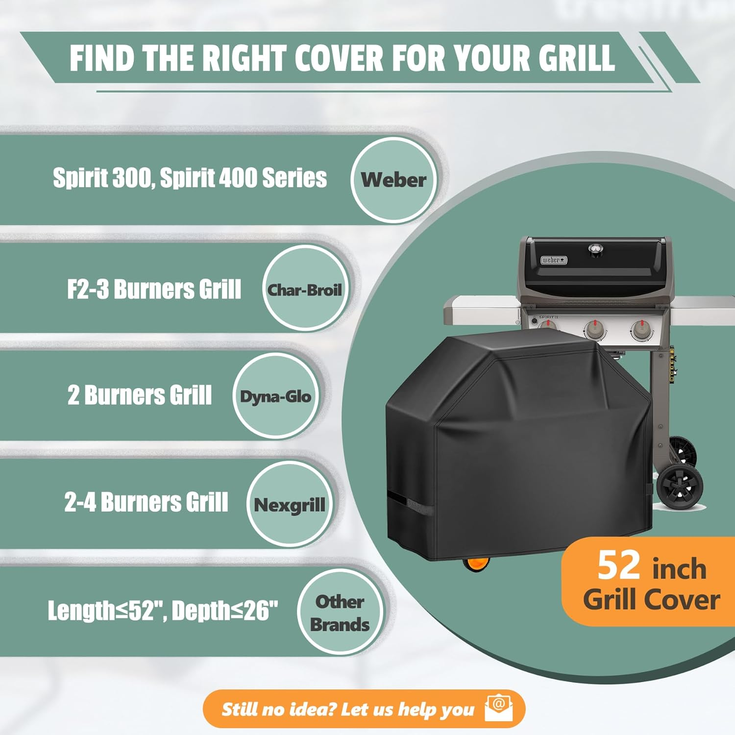 Homwanna BBQ Cover 132CM - 600D Grill Cover for Weber Spirit 300 & Spirit 400 Series Grills - Outdoor Barbecue Covers Waterproof Heavy Duty for Weber Spirit E310, E315, E325, E330, E-425 and E-435