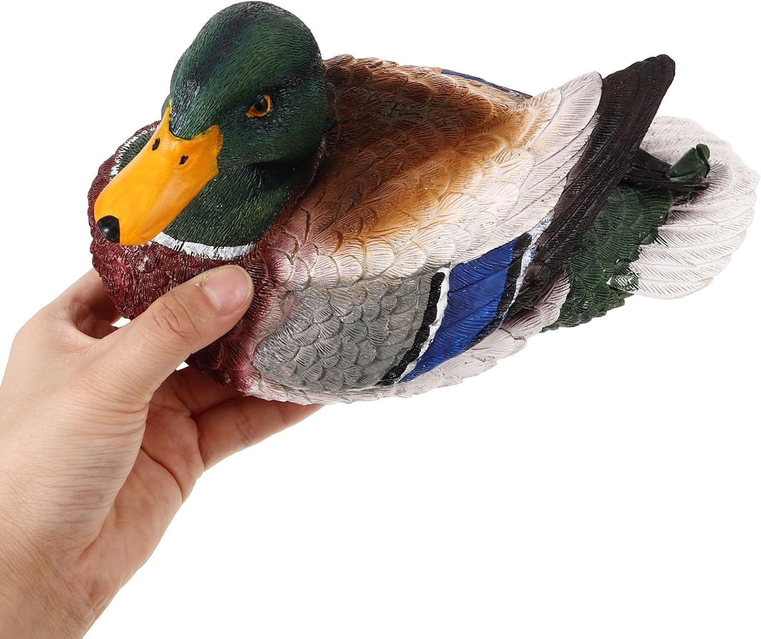 Milisten Garden Duck Statue Feathered Duck Figurine Floating Animal Sculpture Model for Patio Lawn Pond Fish Tank Aquarium Decoration image number 1