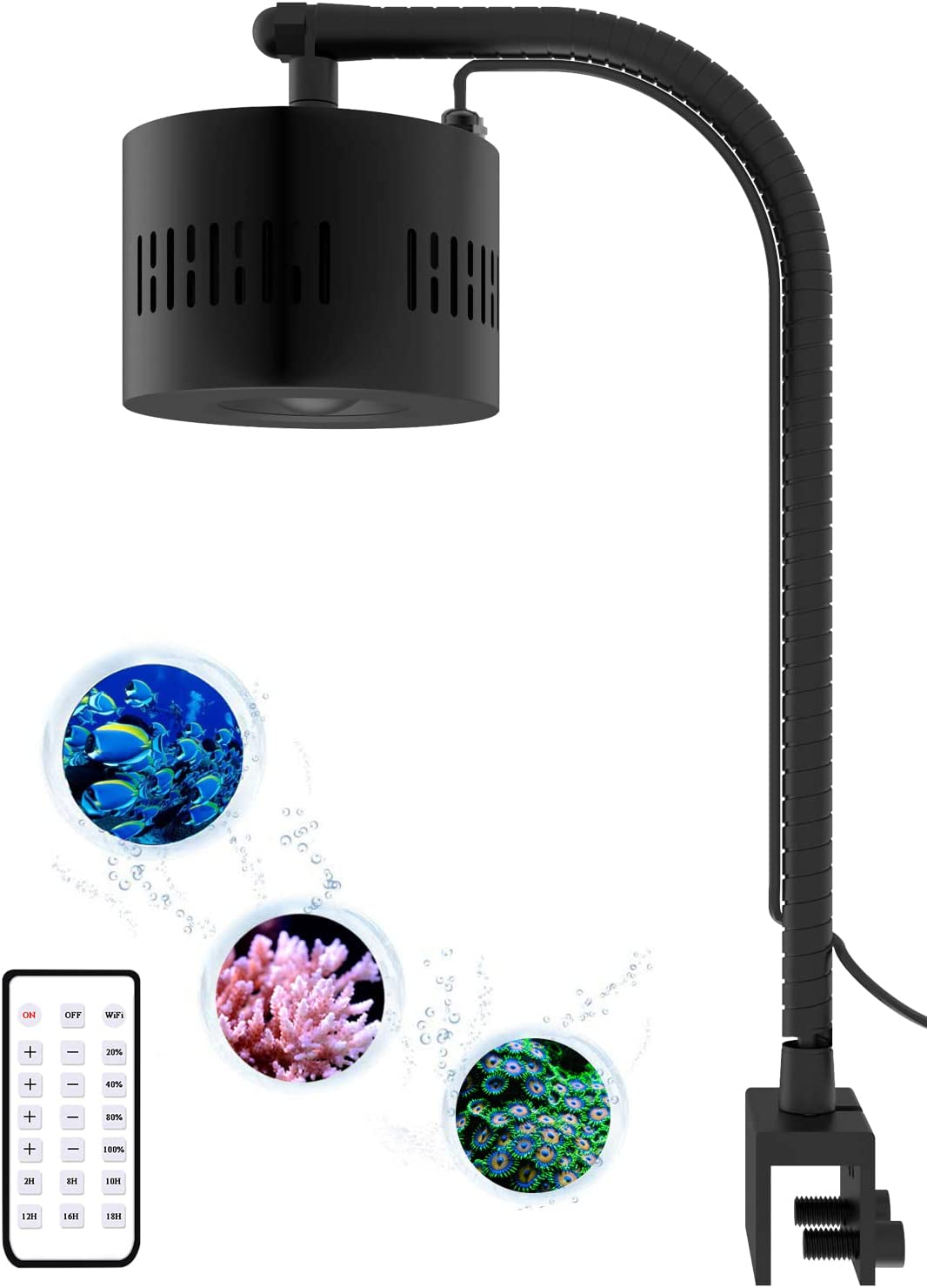 Lominie LED Aquarium Reef Light 80W Full Spectrum Aquarium Light Smart Control for 60Cm Saltwater Aquarium Coral Reef Fish Tank with Gooseneck image number 5