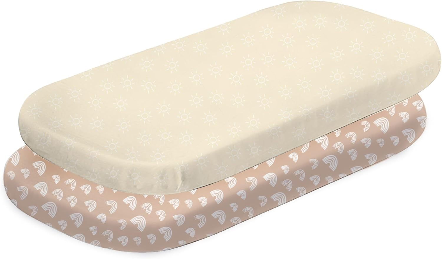 Bubba Blue Nordic Jersey Co-Sleeper Fitted Sheet, Vanilla/Latte (Pack of 2) image number 1