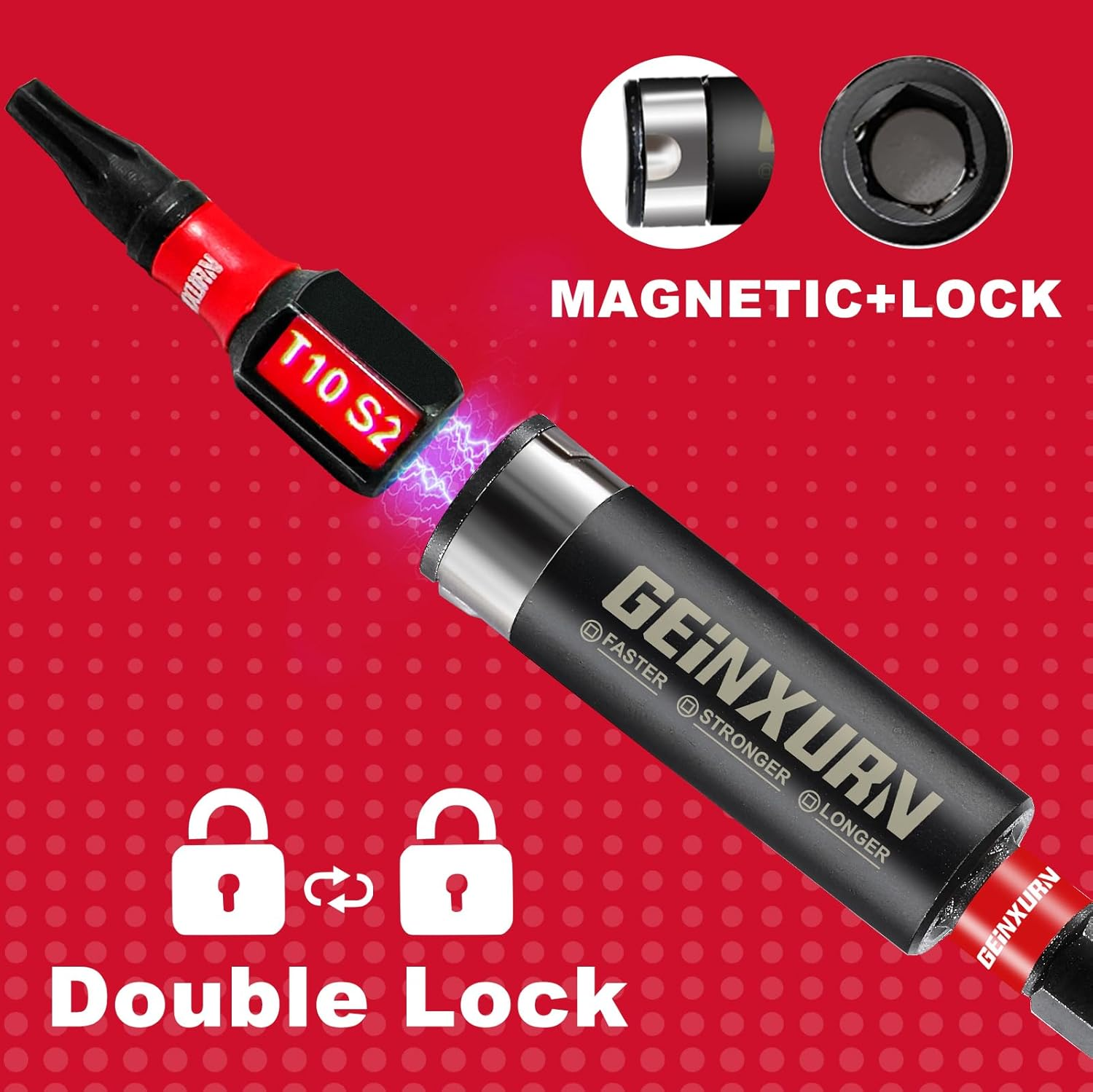 Geinxurn 22 Pieces Impact Screwdriver Bits Set with Organizer Sleeve, Magnetic (PH1,PH2,PH3,T10,T15,T20,T25,T30,SQ2,PZ2,H5,H6,H1/4,H1/8,SL#8,SL#10) S2 Steel Multi Driver Bits image number 4