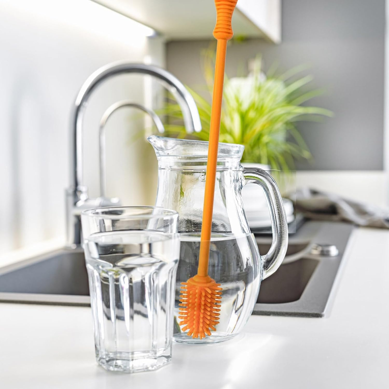 Silicone Bottle Cleaning Brush, 38Cm(15Inch) Long Handle Narrow Neck Brush for Baby Bottles, Hydro Flask, Sports Bottles & Glassware, Flexible & Durable for Small Openings, 1 Pack image number 1