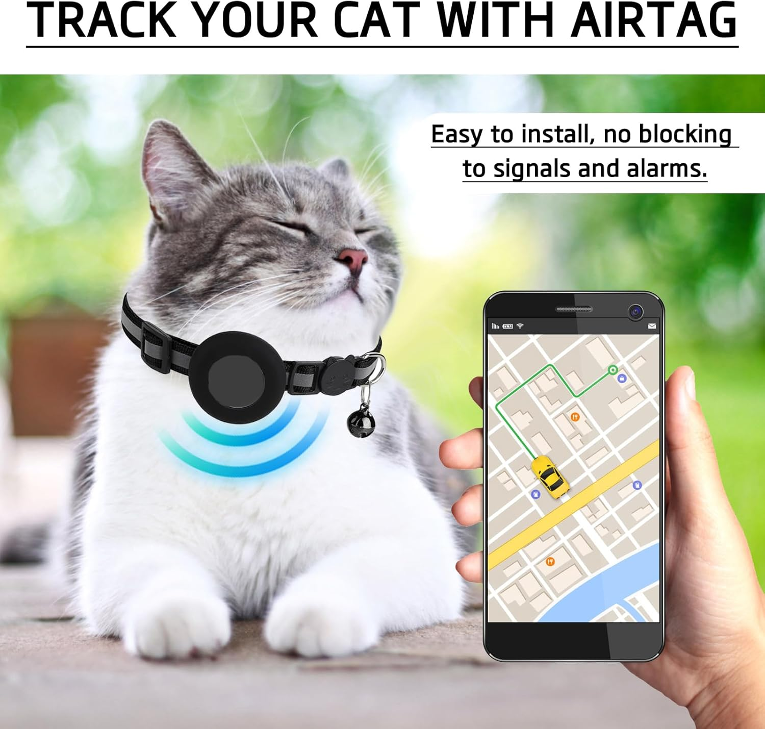 GPS Luminous Reflective Pet Cat Collar - Safety Buckle Collar anti Choke Comfortable and Secure Collar with Bell Anti-Lost Nylon Adjustable Size image number 6