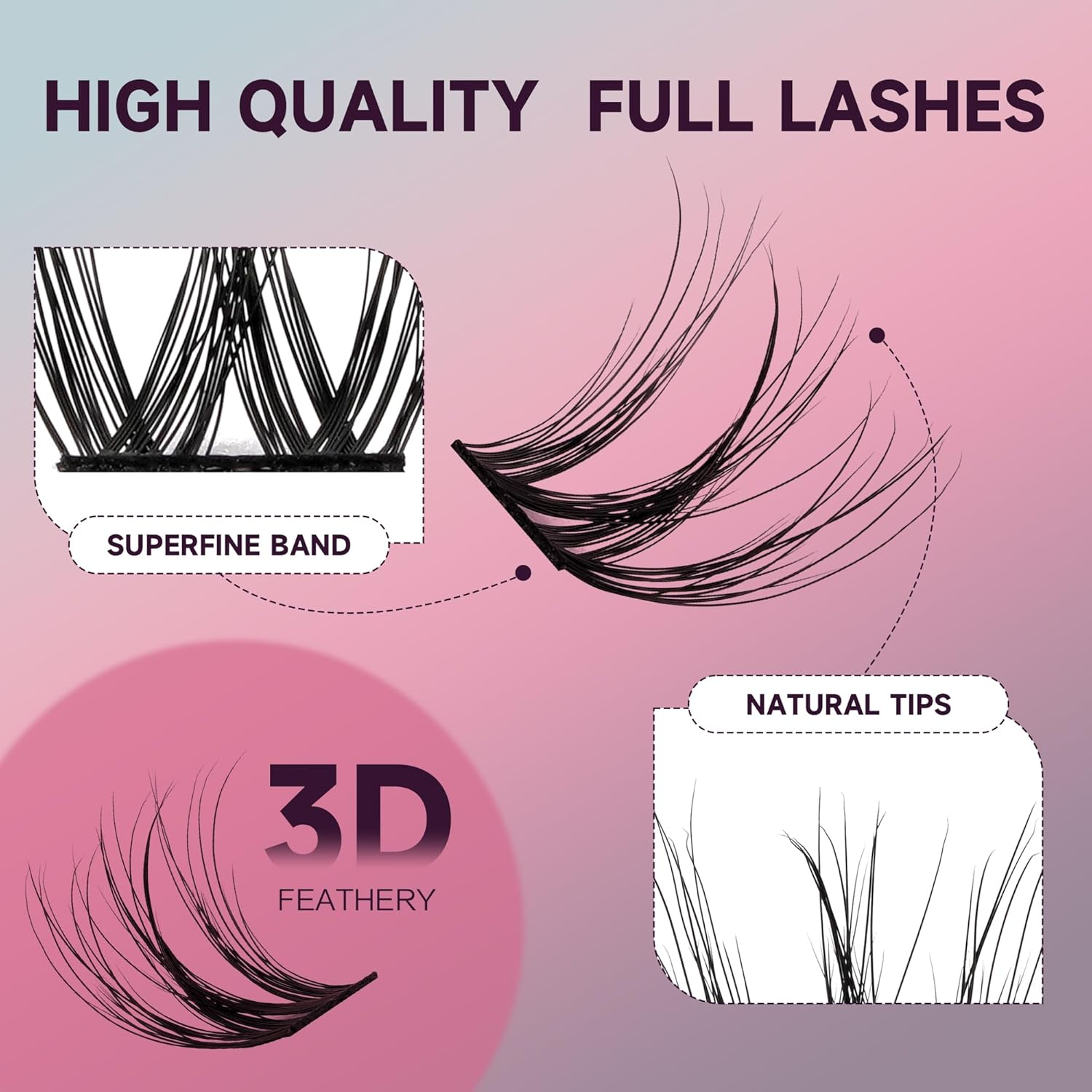 Mayhug Lash Clusters 3D Effect Cluster Lashes 144Pcs D Curl Eyelash Clusters 8-18Mm Fluffy Wispy Lashes Cluster Ultra-Soft & Super Light & DIY Lash Cluster (Dreamy) image number 2
