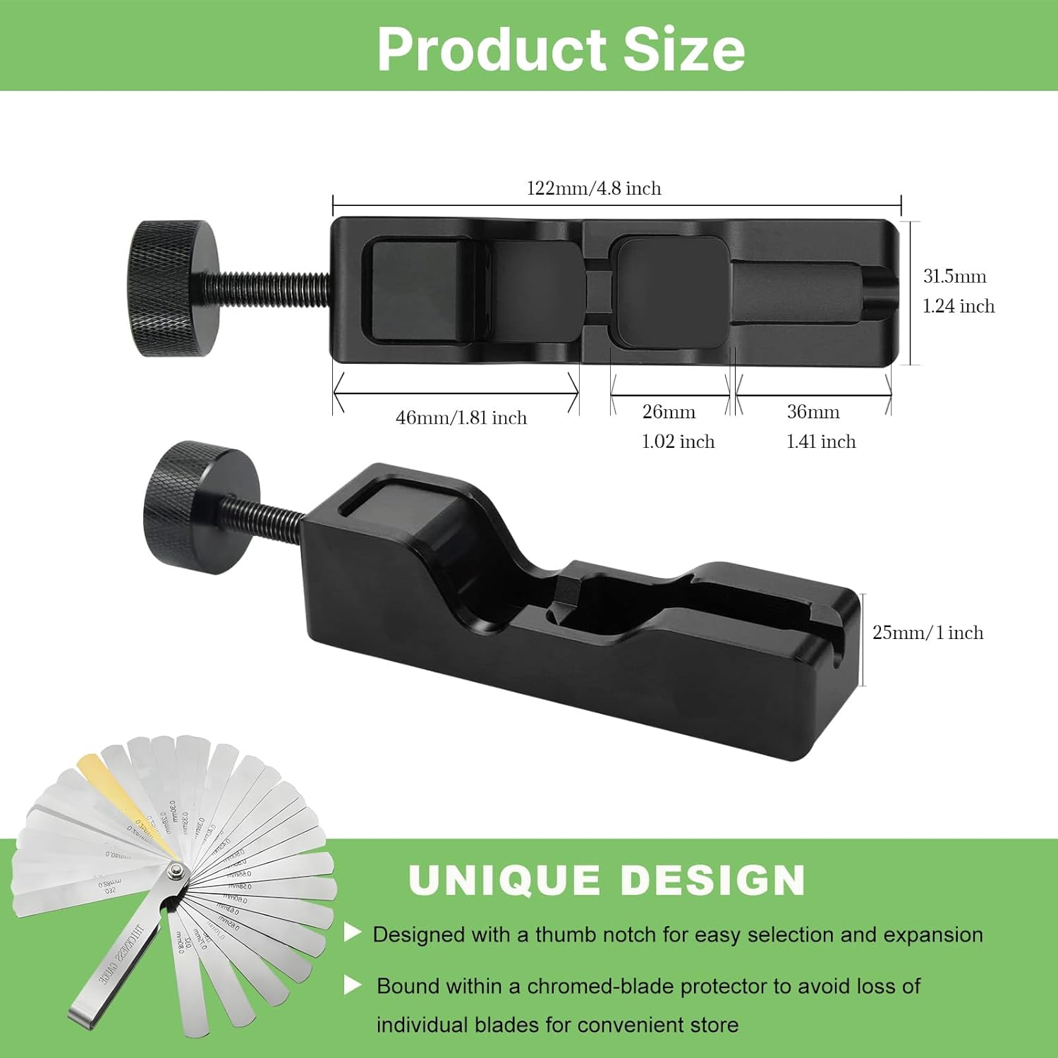 Precision Spark Plug Gap Tool with 32-Blade Feeler Gauge, Universal Spark Plug Gapper & Gap Gauge for 10Mm 12Mm 14Mm 16Mm Spark Plugs