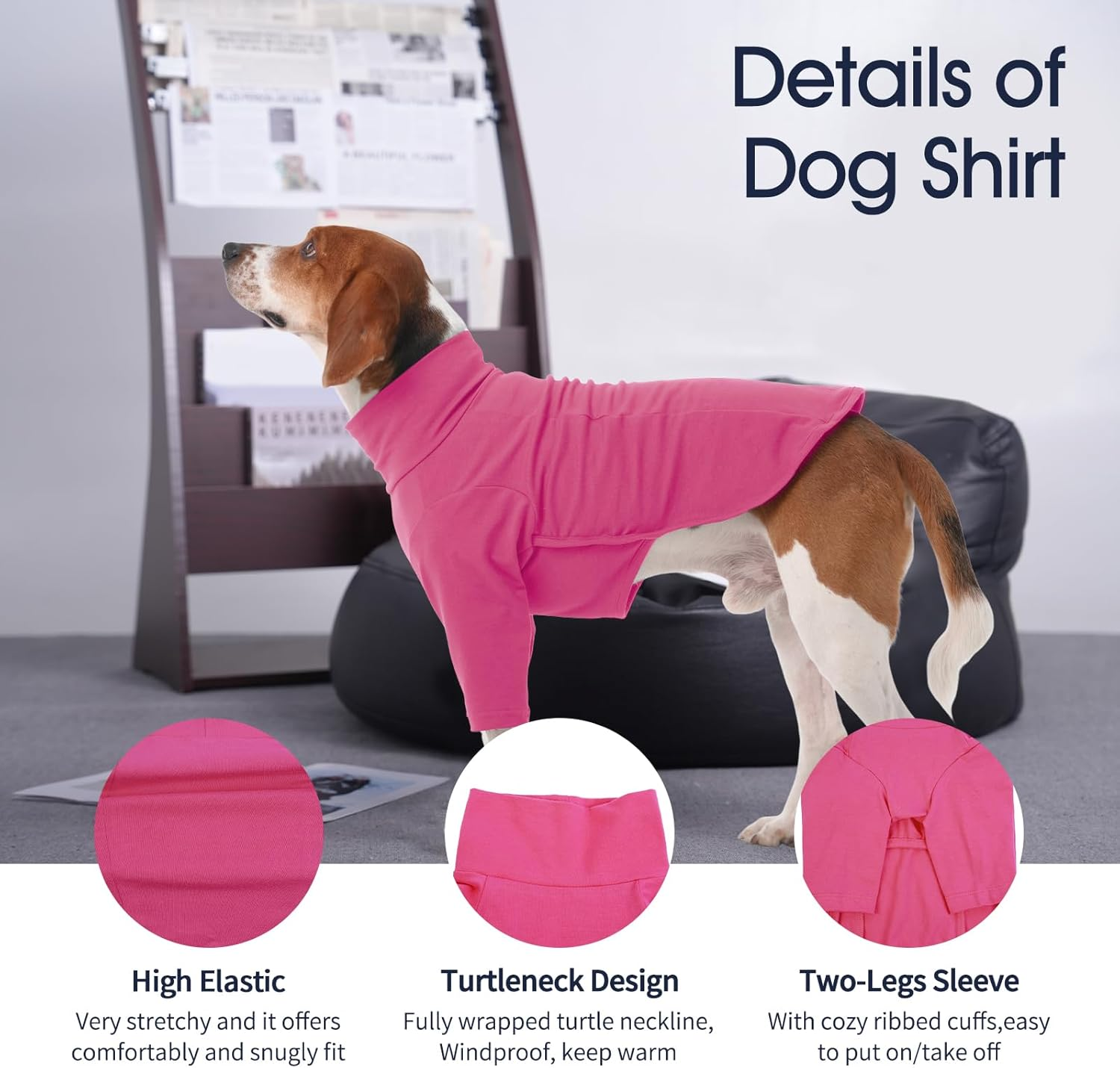 Iecoii Dog Shirts for Large Dogs,Soft Dog T-Shirt for Spring Fall,Pullover Shirts for Dogs Girl Boy,Extra Large Dog Pullover Shirt Full Coverage Large Dog Shirt for Doberman, Great Dane,Rosered,4Xl image number 4