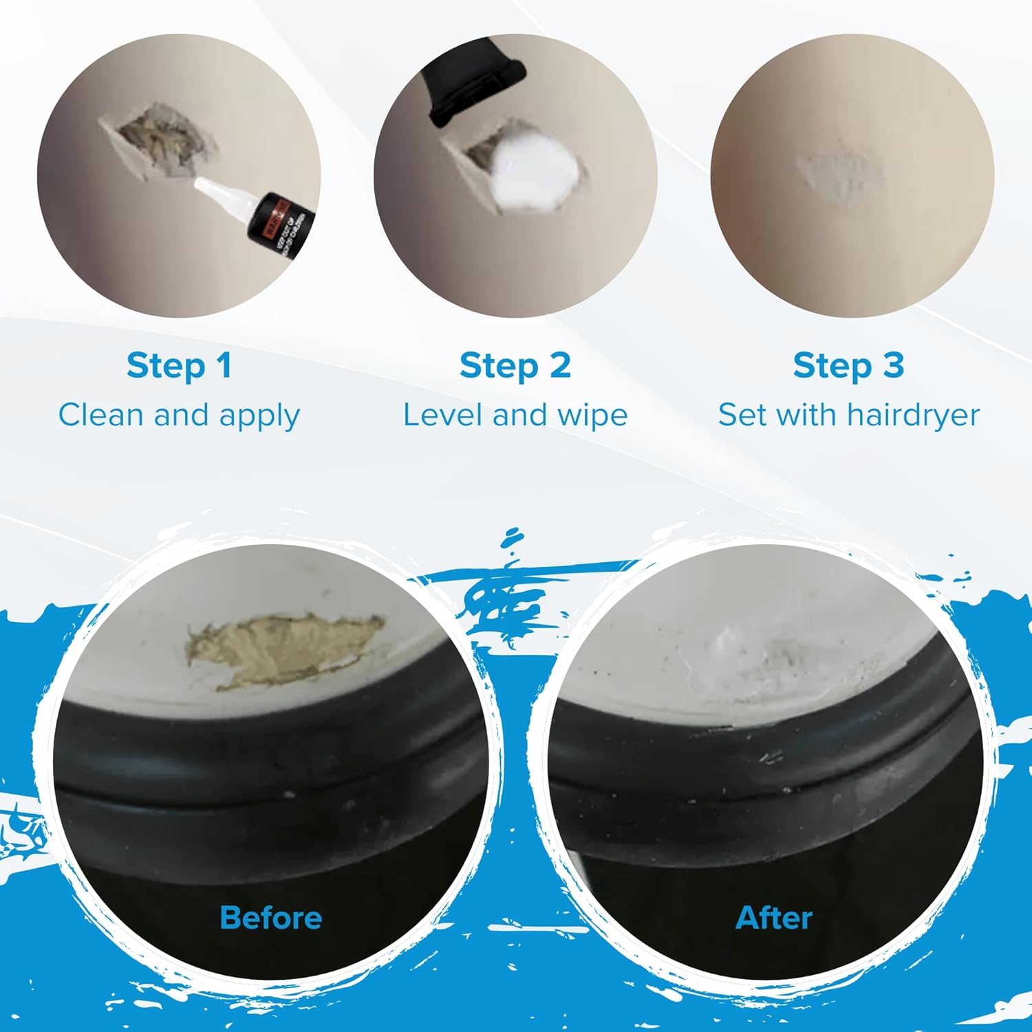 Magicezy 9 Second Chip Fix (Snow White) - Fix Fibreglass Damage Fast - Gouges, Holes, Deep Cracks and Chips - Ultra Strong Marine Epoxy Repair Filler for Fibreglass Boats image number 5