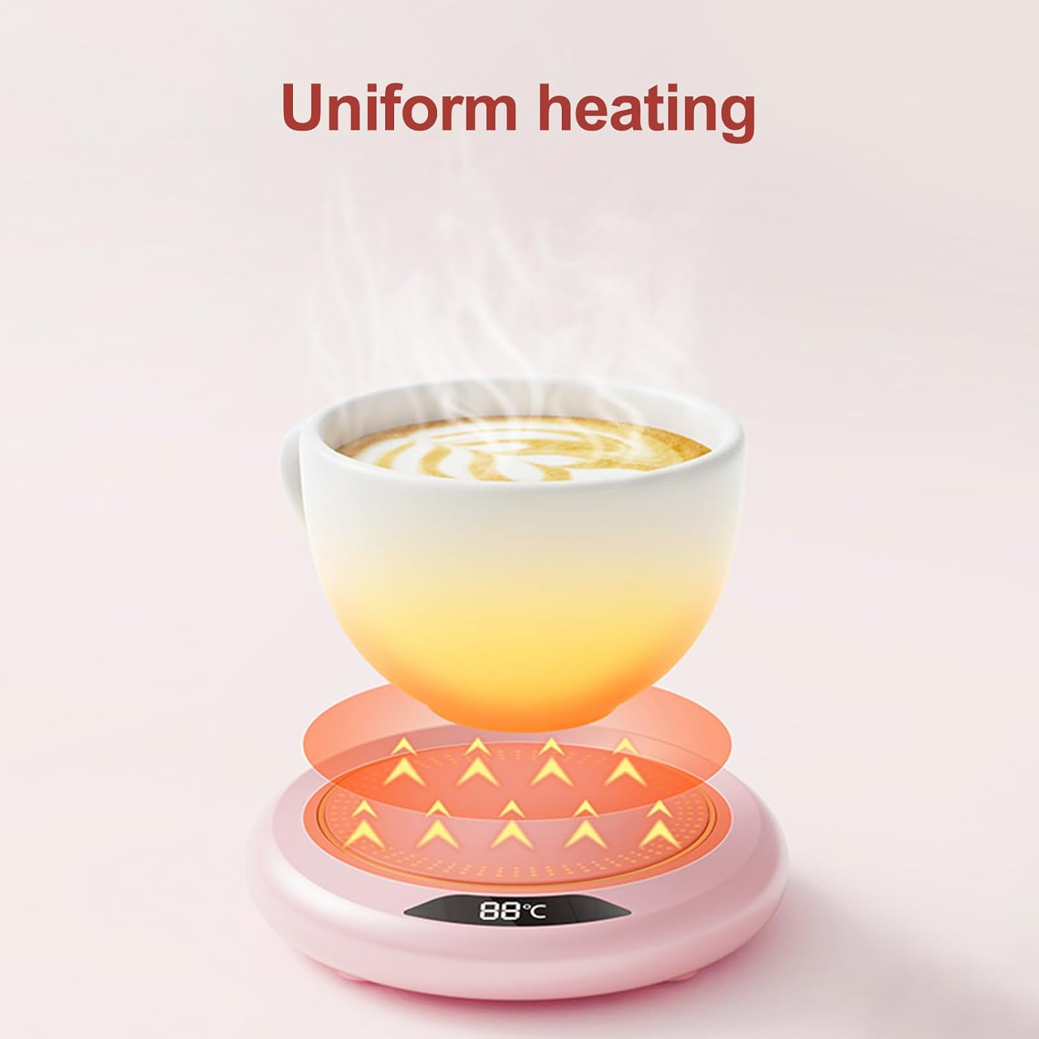 Cup Warmer, 3 Levels Temperature Smart USB Heating Coaster 20W, Electric Warming Drink Heater for Tea Milk Table Kitchen Dining Room Bar Candle - White image number 4