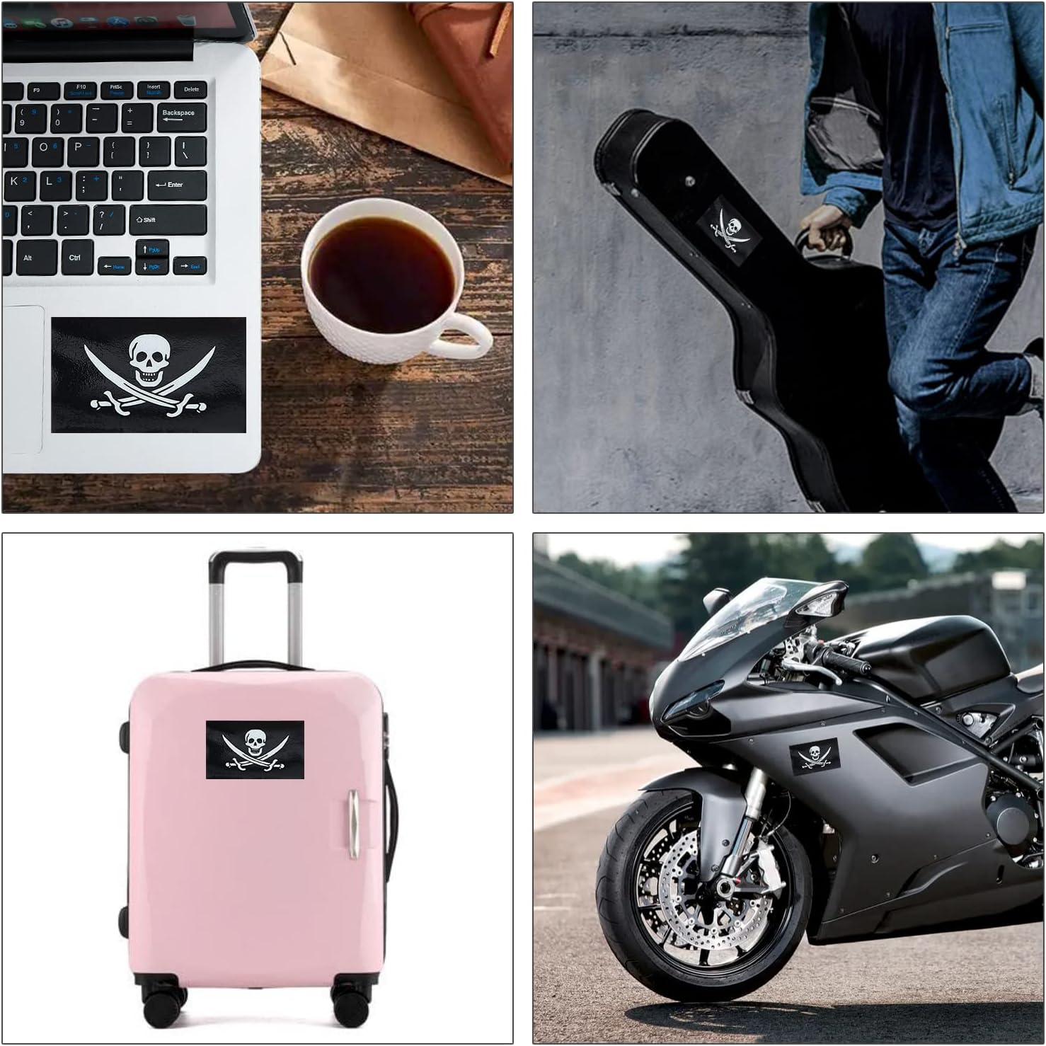 CANTENDO 3 Pack Pirate Jack Rackham Flag Decal - Pirate Jack Rackham Flags Reflective Vinyl Car Stickers - for Car Window Bumper Waterproof Sticker (12 X 8.5 Inch) image number 5