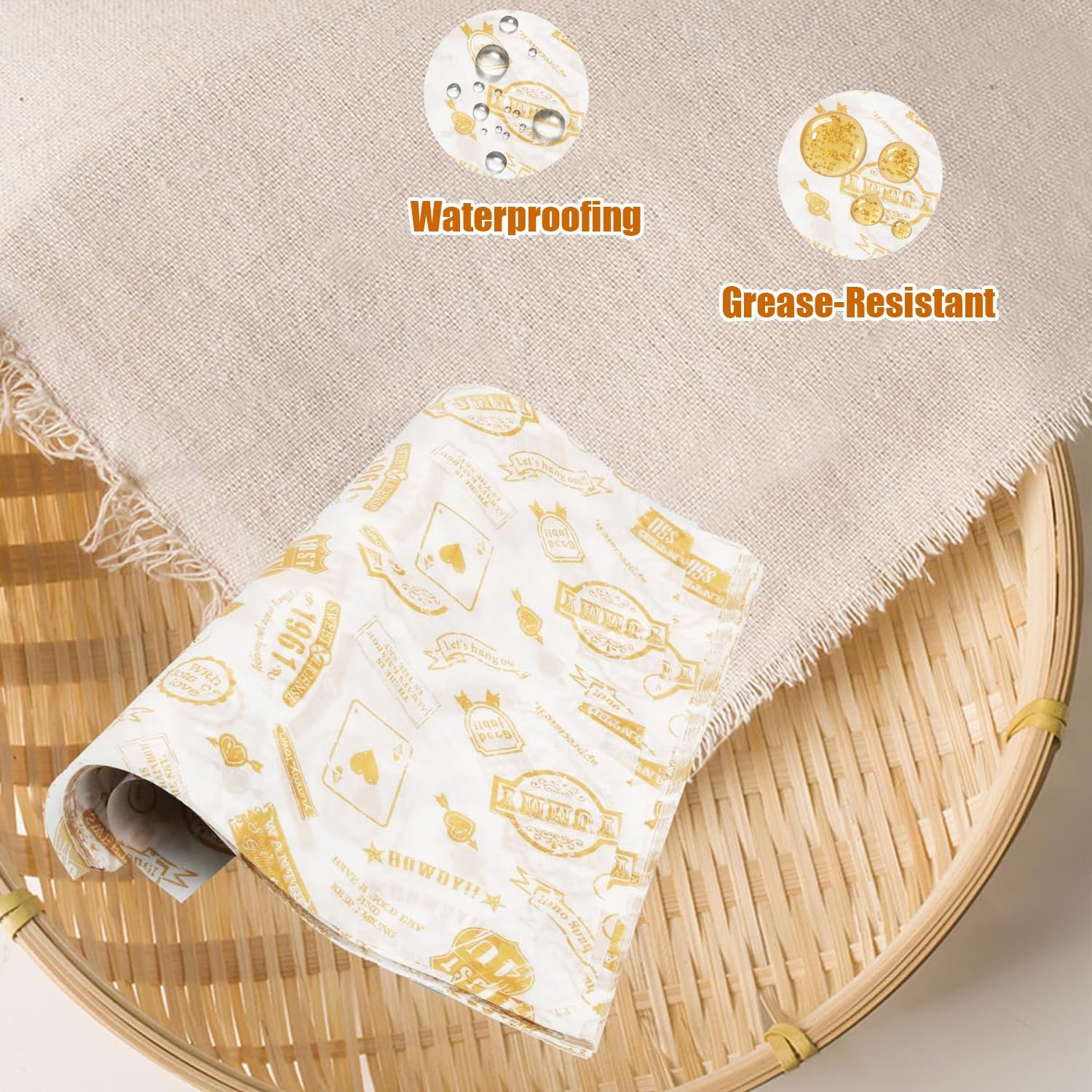 Xinghonyac 100 Pcs Food Grade Wrap Paper, Greaseproof Sandwich Wrap Paper, Baking Wrapping Paper, Food Wrapping Paper, Deli Paper Wax Paper for Sweets, Cakes, Cheese, Chips, Cookies, Sandwiches (C)