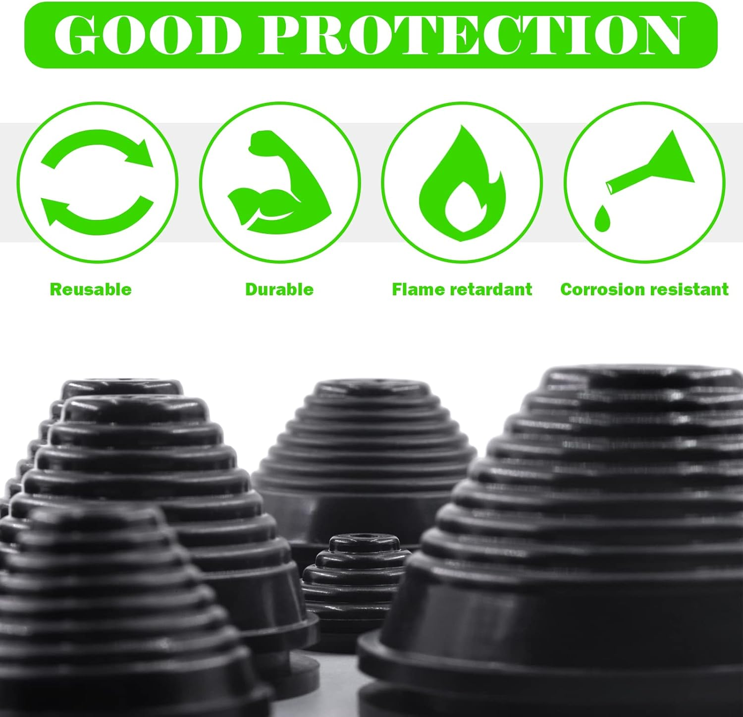 Keadic 25 Pcs 6 Sizes Tower-Shaped Firewall Plug Grommet Assortment Set 25Mm 30Mm 35Mm 40Mm 50Mm 60Mm Synthetic Rubber Electrical Wire Gasket Kit Wire Protection for Vehicle Plumbing