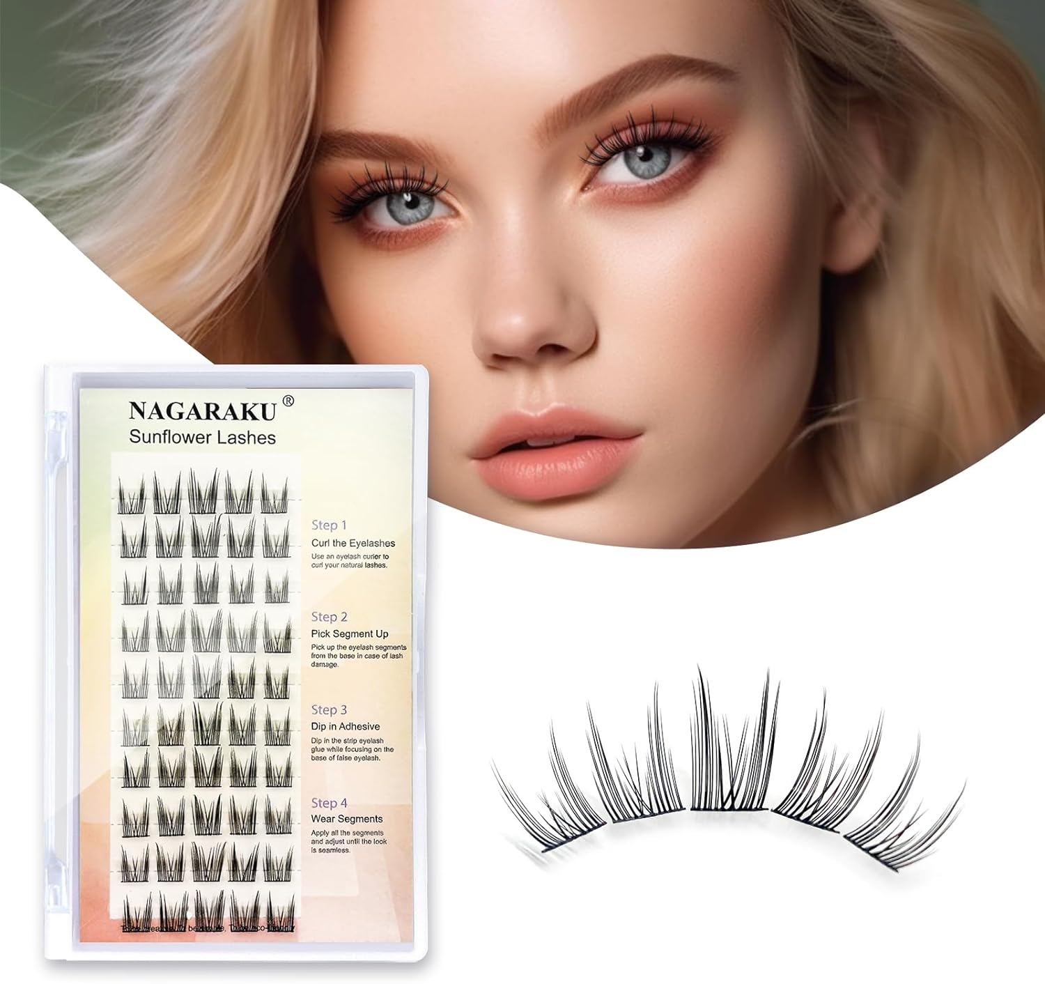 NAGARAKU 211 Pcs 3 in 1 DIY Lashes Individual Eyelash Extensions Cluster Mixed 3 Type Eyelashes - Spikes a Shape/Fishtail Fairy Extension Premade Fans/Bottom Lashes Volume at Home - 0.07 C Curl 12Mm