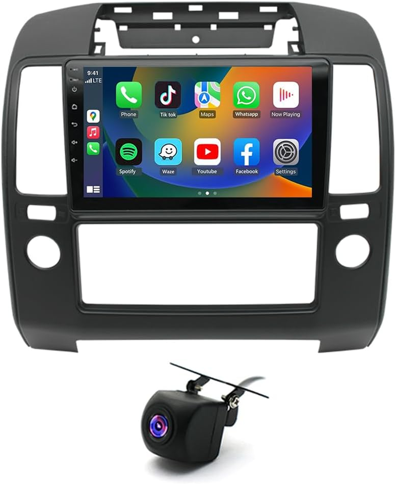 Car Stereo Compatible for Nissan Navara D40 2006-2012 Double DIN Car Stereo Radio 2+32G 9" Touch Screen Radio Wireless Carplay Android Auto Bluetooth Wifi FM GPS AHD Camera