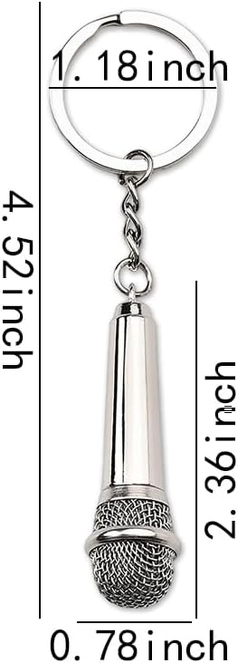 Microphone Keychain Music Lover Gifts - Mini Microphone Keyring Bag Charm Pendant for Backpack Purse Handbag image number 3