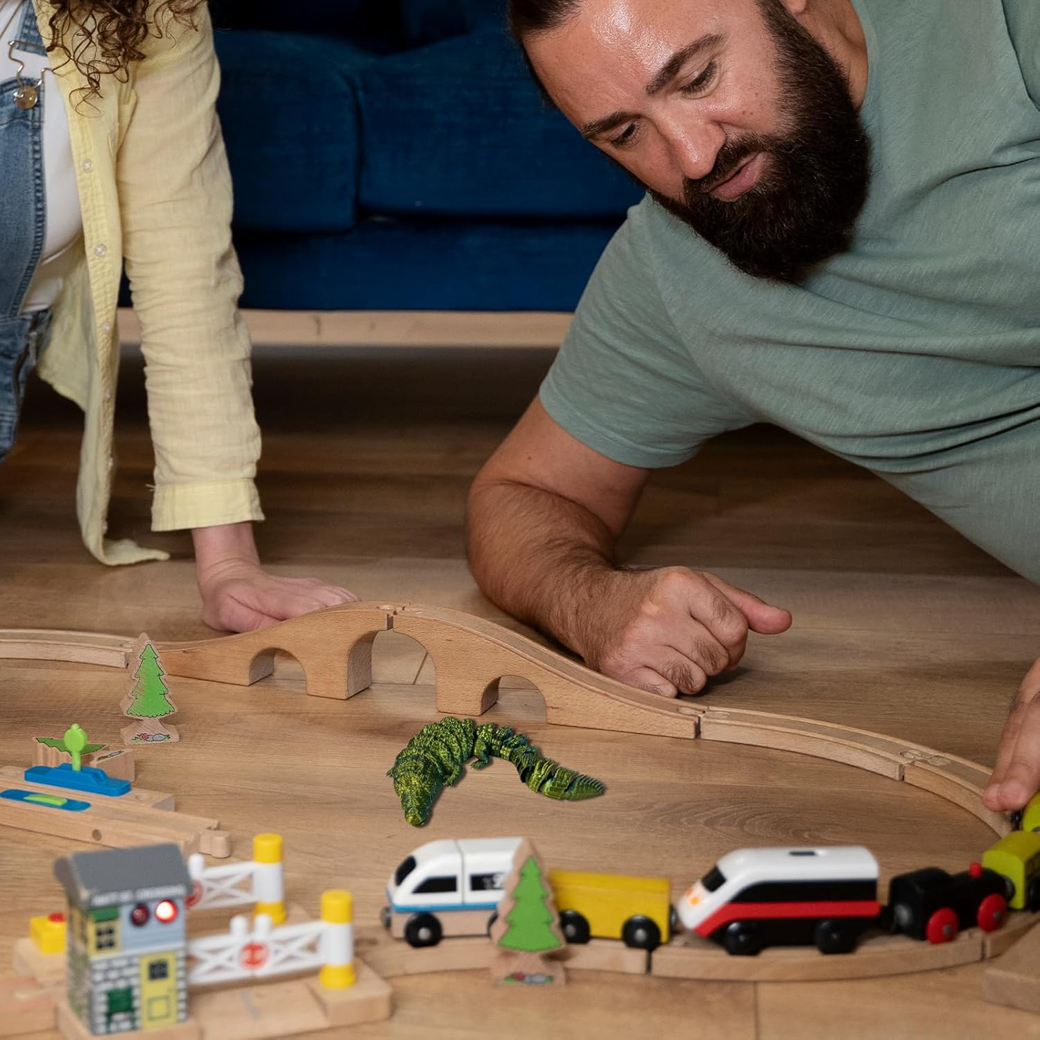 3D Printed Crocodile, 3D Printed Animal Toys for Desktop Decorations, Fidget Toys, Prank Prop (21Cm/8.26In, Blue Green) image number 6