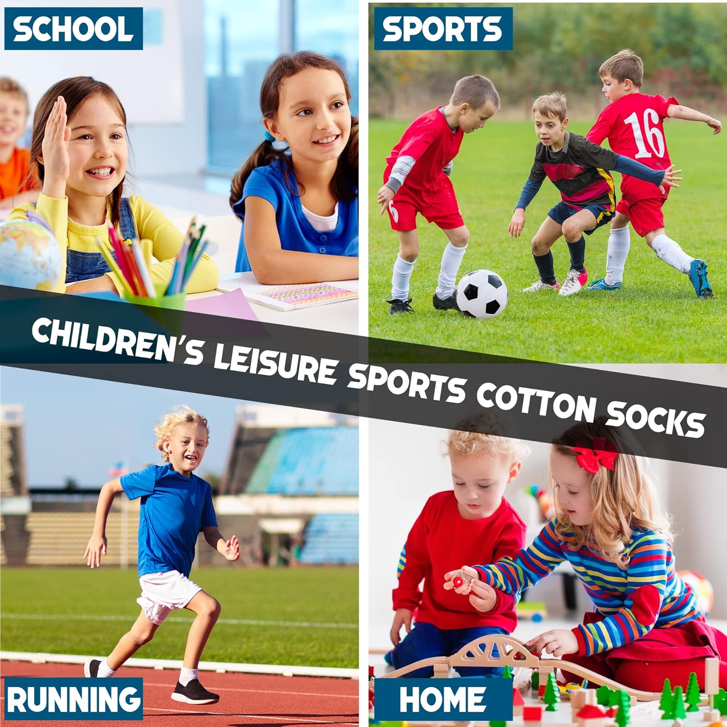 Kids Classics Crew Socks 10 Pairs Child Boy Girls Athletic Cotton Basic School Uniform Breathable Casual Sports Socks
