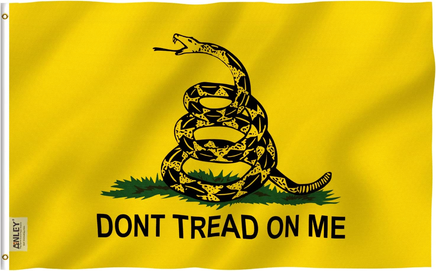 ANLEY Fly Breeze 3X5 Foot Don'T Tread on Me Gadsden Flag - Vivid Color and UV Fade Resistant - Canvas Header and Double Stitched - Tea Party Flags Polyester with Brass Grommets 3 X 5 Ft