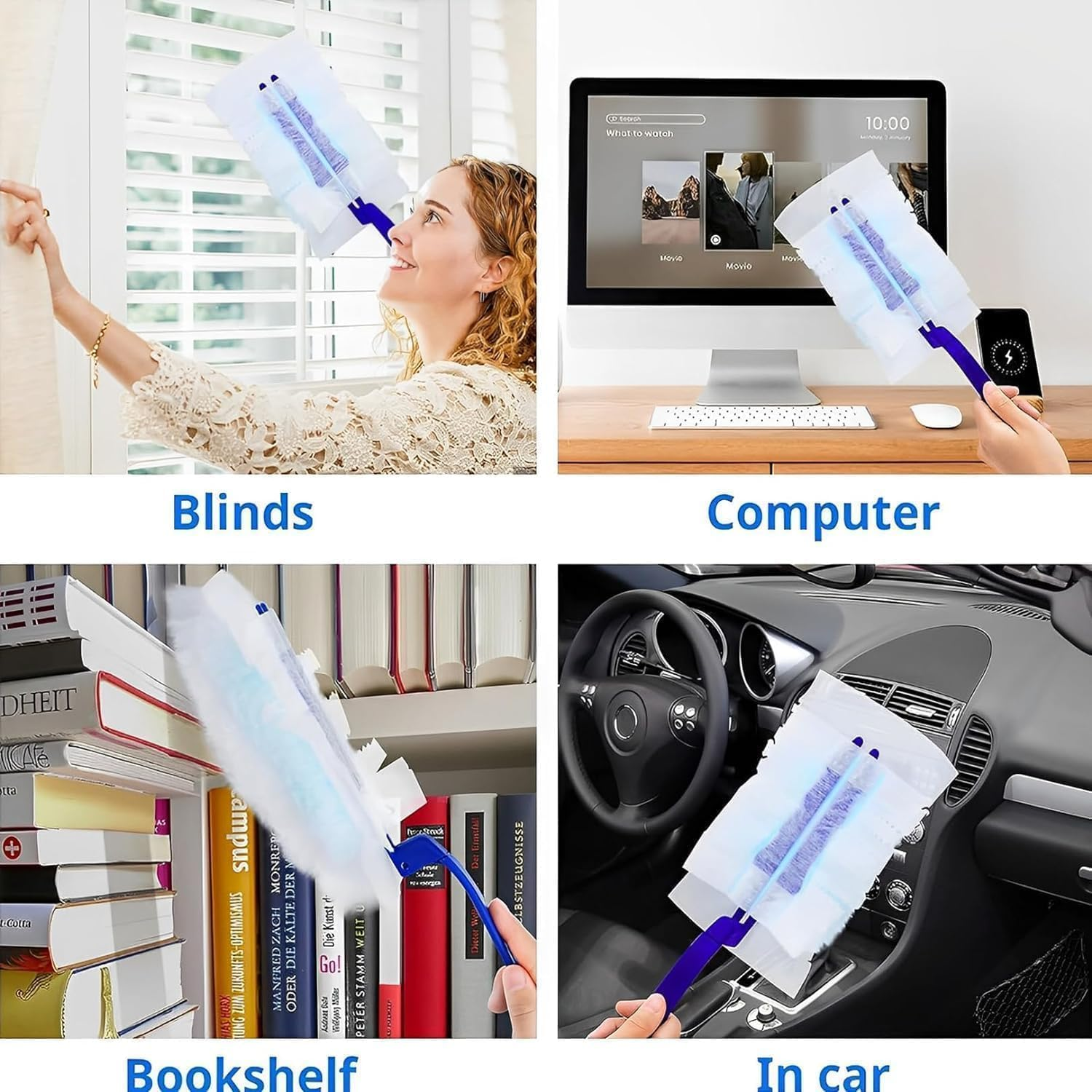 Pack of 50 Dust Magnet Refill Wipes for Swiffer Dust Magnet Duster Refill Pack with 3 Handles Dust Catcher Duster for Swiffer Dust Remover Dusters Disposable for Furniture and Household Cleaning image number 3