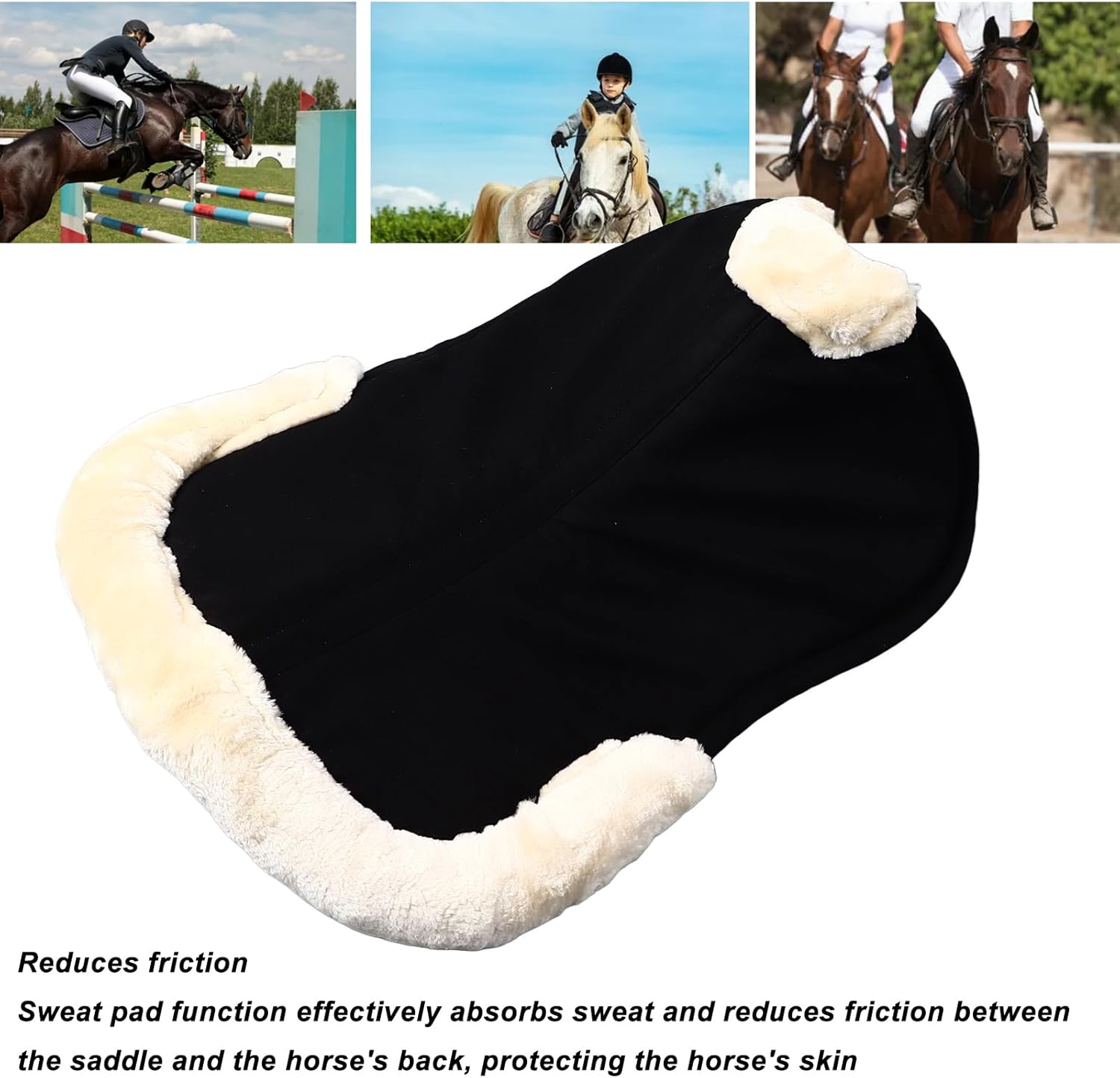 Horse Saddle Pad, Shock Absorbing, Sweat Absorbing, Balance, Slip , Equestrian Supplies, Multipurpose image number 5