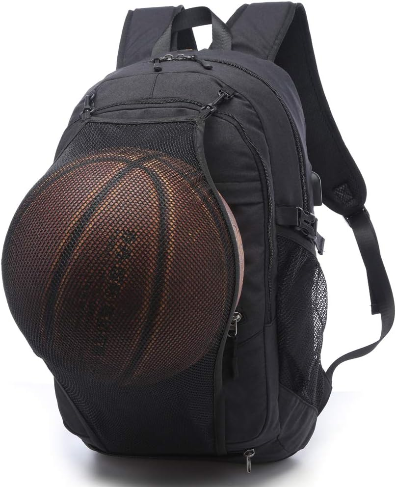 Basketball Backpacks Sports Bags for Football, Soccer with Ball Compartment Laptop Computer Backpack with USB Charging & Headphone Port Fit 15.6 Inch Notebook for Men Women Youth