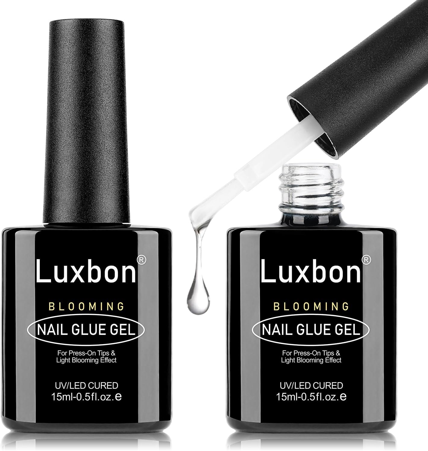 Luxbon 2X15Ml Blooming Nail Glue Gel, UV/LED Cured Gel Nail Glue Polish Blossom Gel Long Lasting for Press on Tips Fake Nails Full Cover Nails image number 4