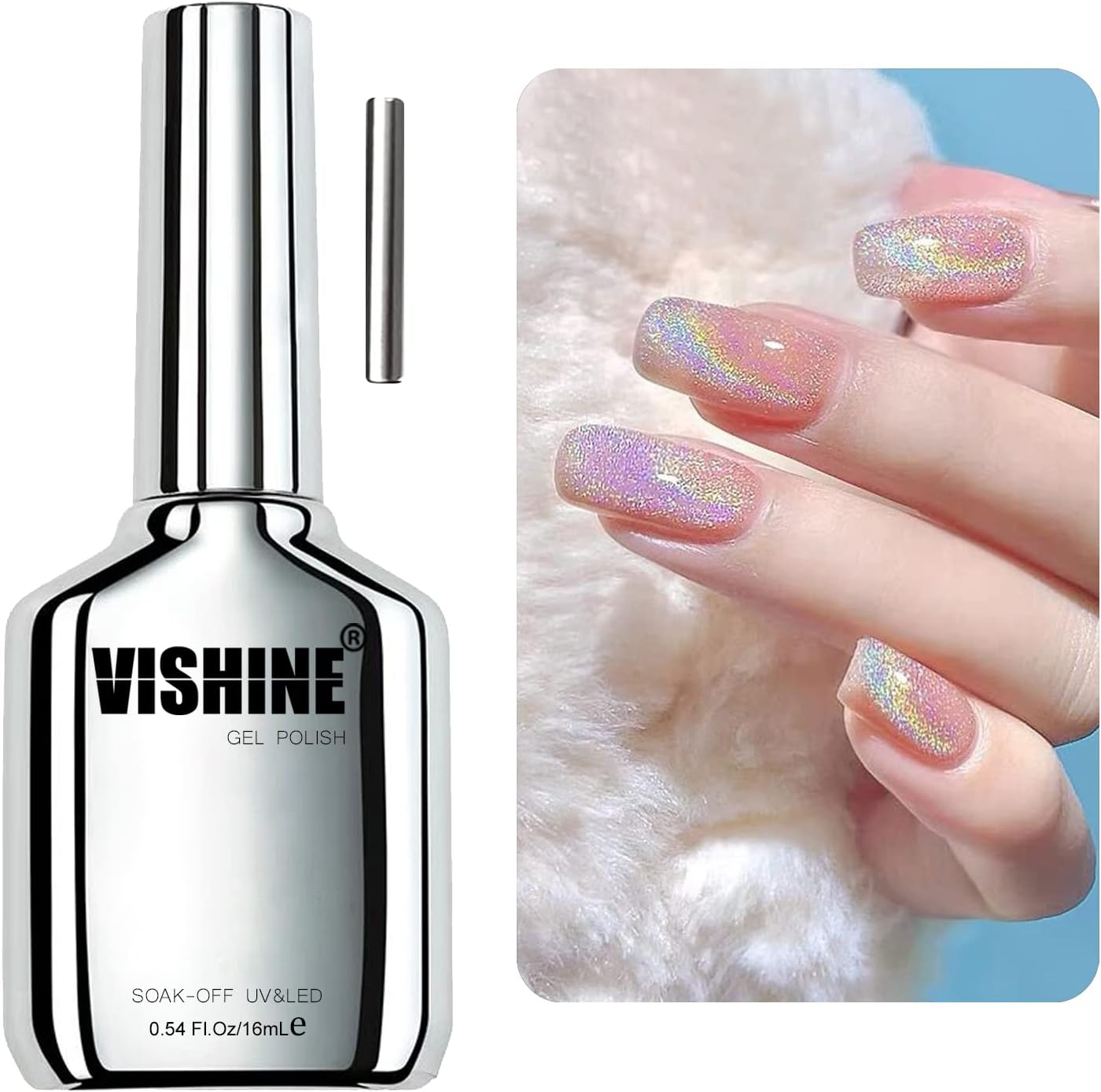 Vishine 16Ml Gel Polish Gel No Wipe Top Coat - Ultra Glossy Shine Finish and Long Lasting, Soak off Nail Lamp Gel, 0.54 Oz