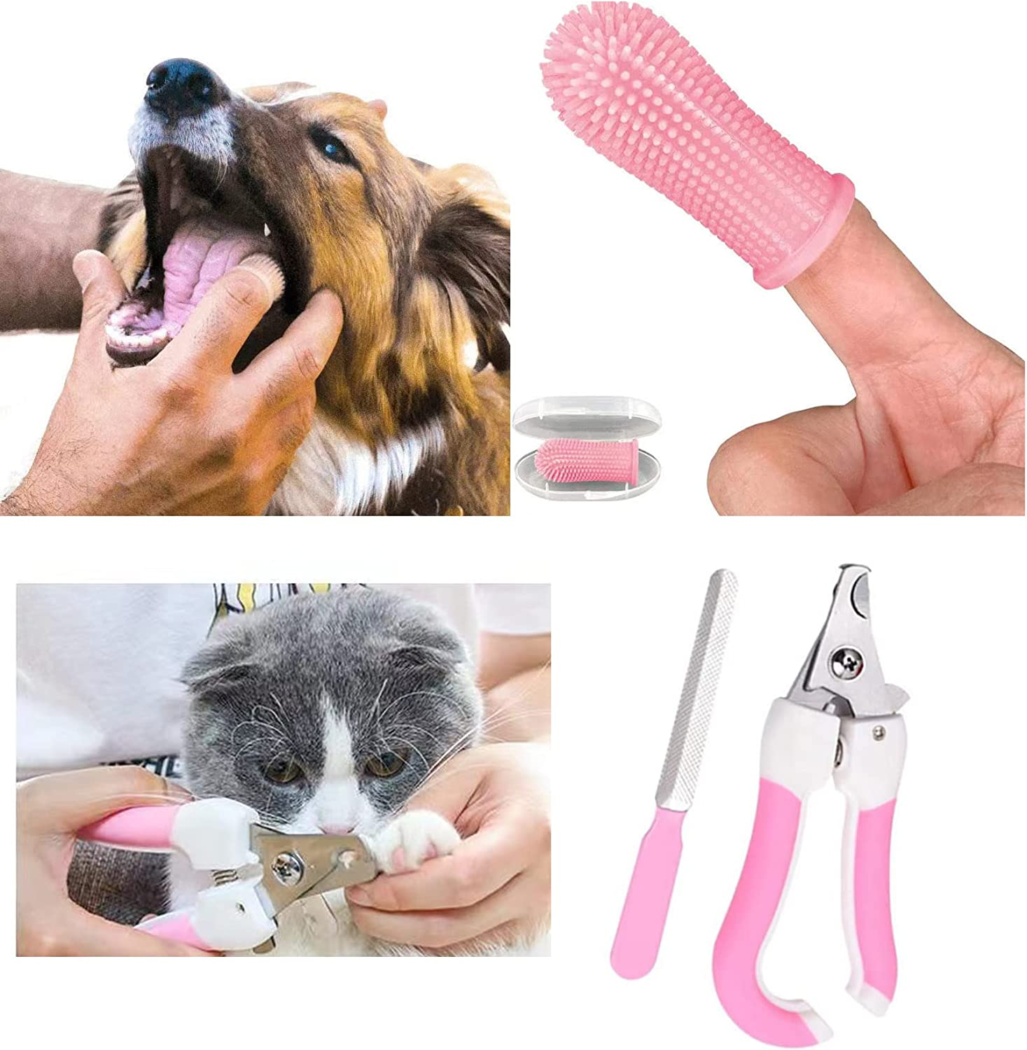 9Pcs in 1 Stainless Steel 6.5Inch Dog Grooming Scissors Kit, Dog Cat Cutting Trimmer Hair Care Thinning Shear Curved Scissors, Comb Pet Nail Clippers for Dogs Cats and Other Animals (Pink) image number 4