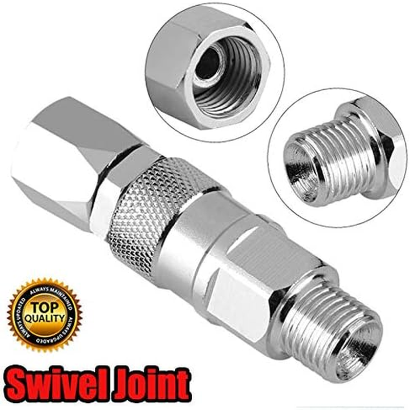 Hose Swivel Joint 1/4" Stainless Steel Swivel Joint for Airless Spray Gun and Airless Hose Silver image number 3