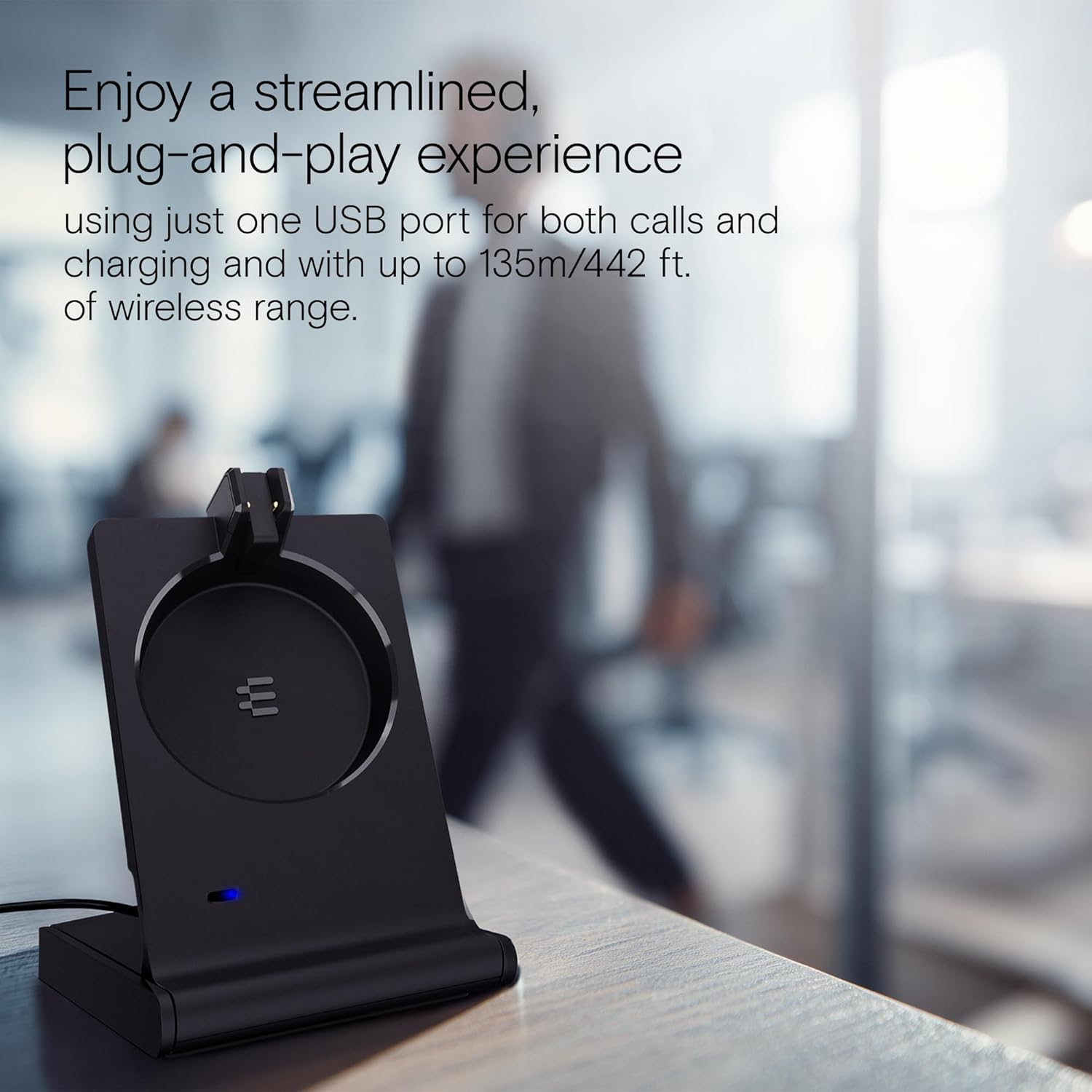 EPOS Impact 5000 Go MS 3-In-1 - Professional DECT Wireless Headset with Noise Cancelling Microphone, Microsoft Teams Certified, 135 M Range, Foldable Charging Station & USB-A Dongle image number 5