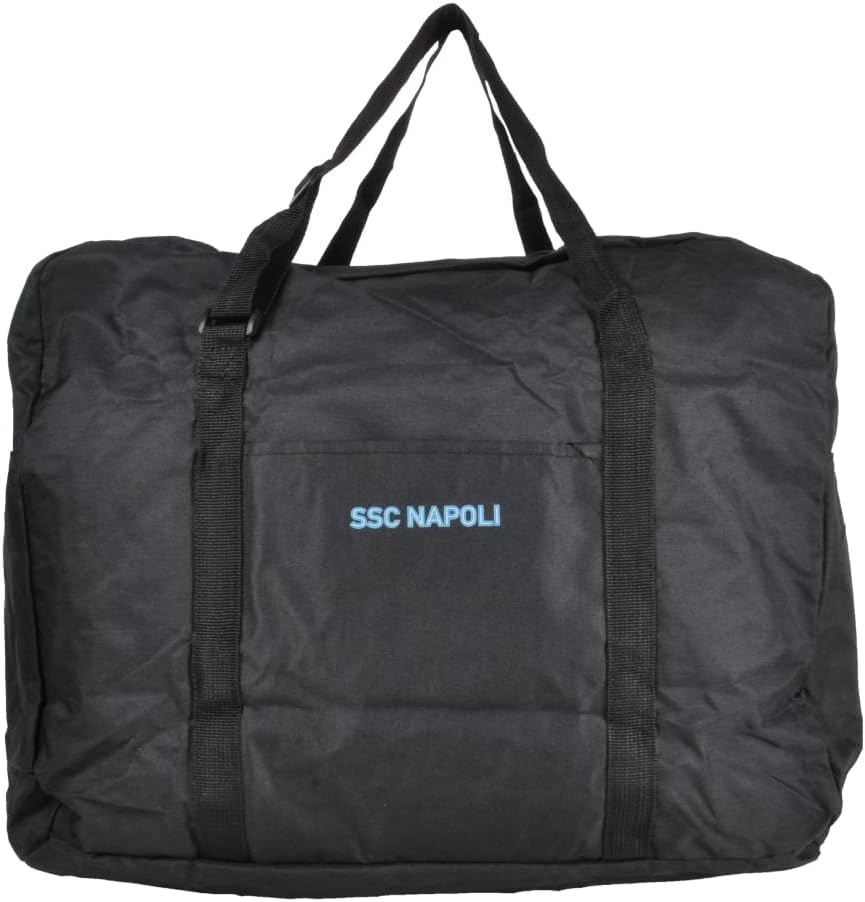 100% PL Enzo Castellano SSC NAPOLI 121854 Black Travel Bag with Logo Print, Black, Duffel Bag image number 2