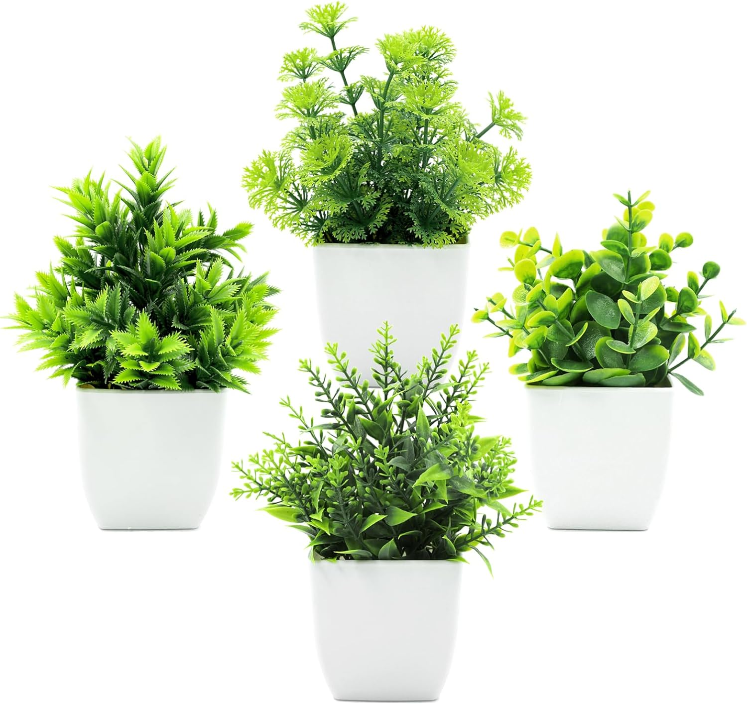 4Pcs Small Pack Fake Plants in Pots Artificial Eucalyptus Plant Mini Potted Faux Plants Indoor Small Plastic Lavender in Pots for Table Desk Bathroom Bedroom Office Home Farmhouse Decor image number 2