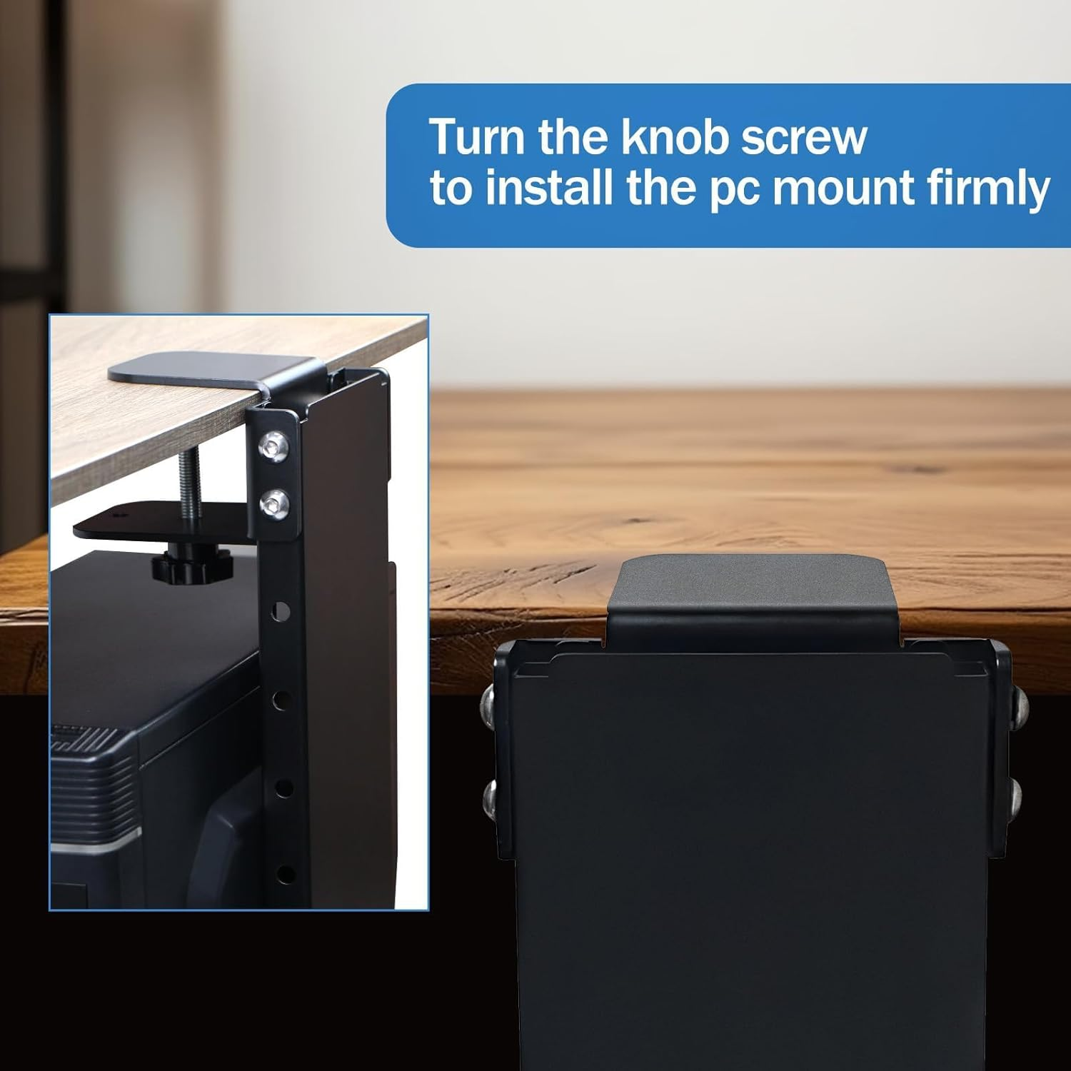 Adjustable Clamp Mount on Desk for PC Tower - No Drilling, Height - 13.2" to 21.6", Width - 5.5" to 9.8", Heavy Duty under Desk Computer Mount, Computer Case CPU Holder with Tool-Free Installation image number 7