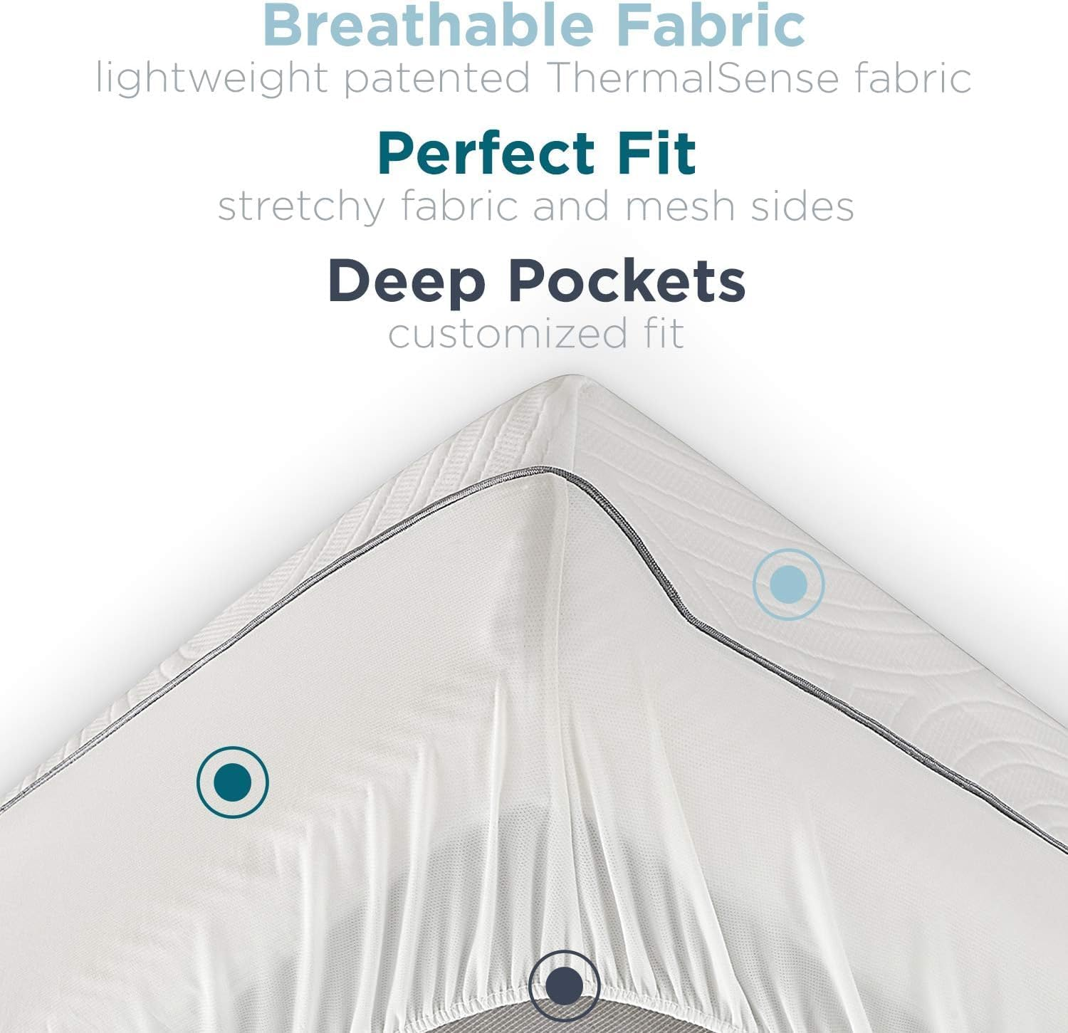 Tempur-Pedic Protect Waterproof Mattress Protector, Queen, White image number 5