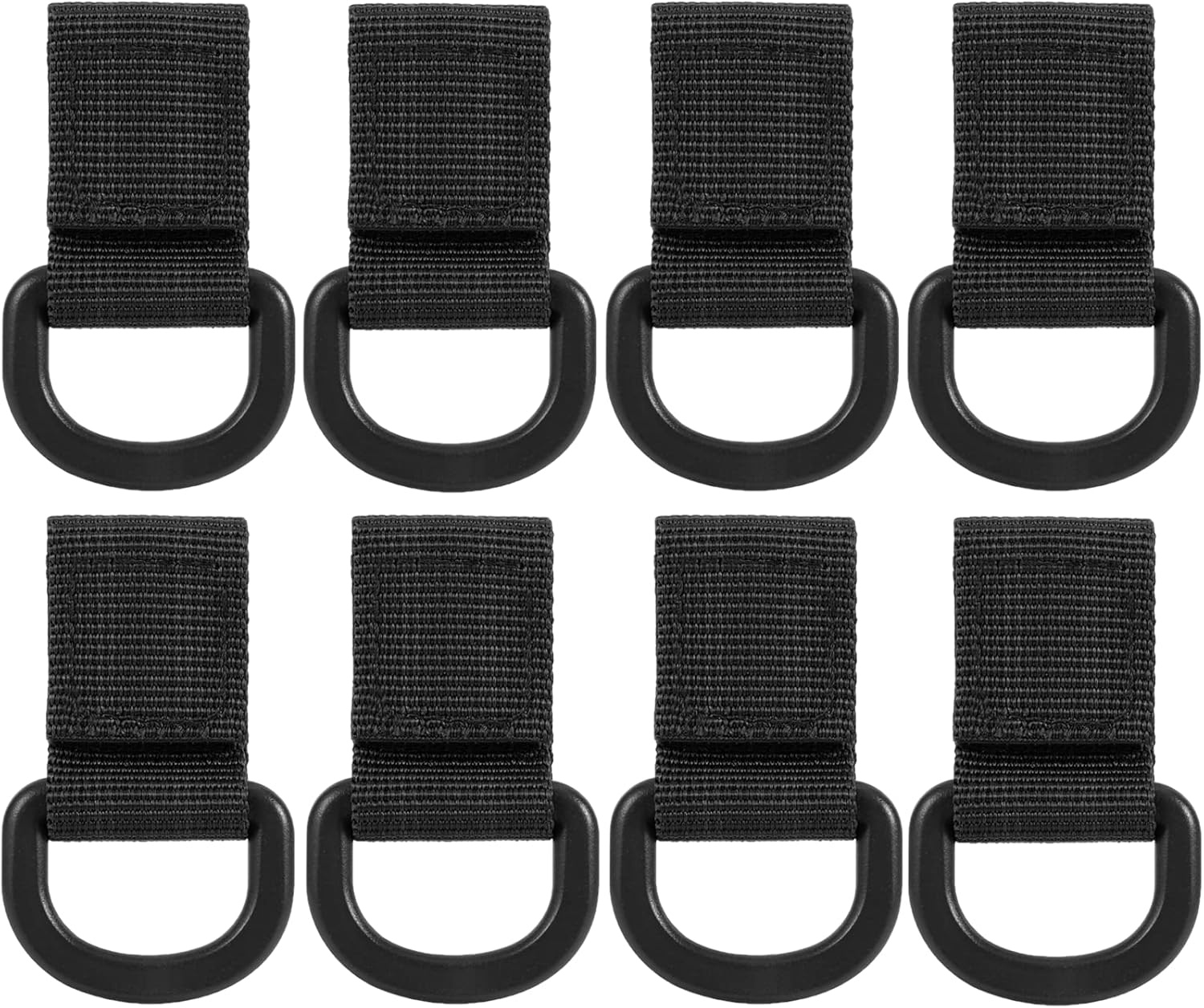 Tactical D-Ring Clip with Hook & Loop for Backpack Accessories Kettle Key Holder, Military D-Ring Adaptor for Molle Bags Webbing Attachment Strap