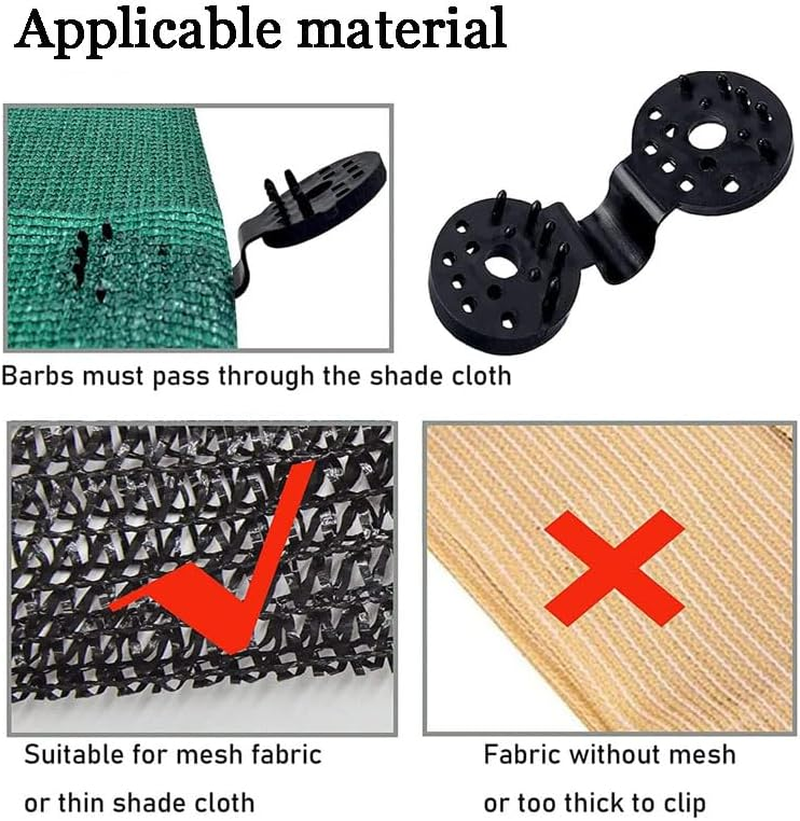 100Pack Shade Cloth Clips，Shade Cloth Fix Plastic Clamp for Outdoor Shade Fabric Netting（Black） image number 5
