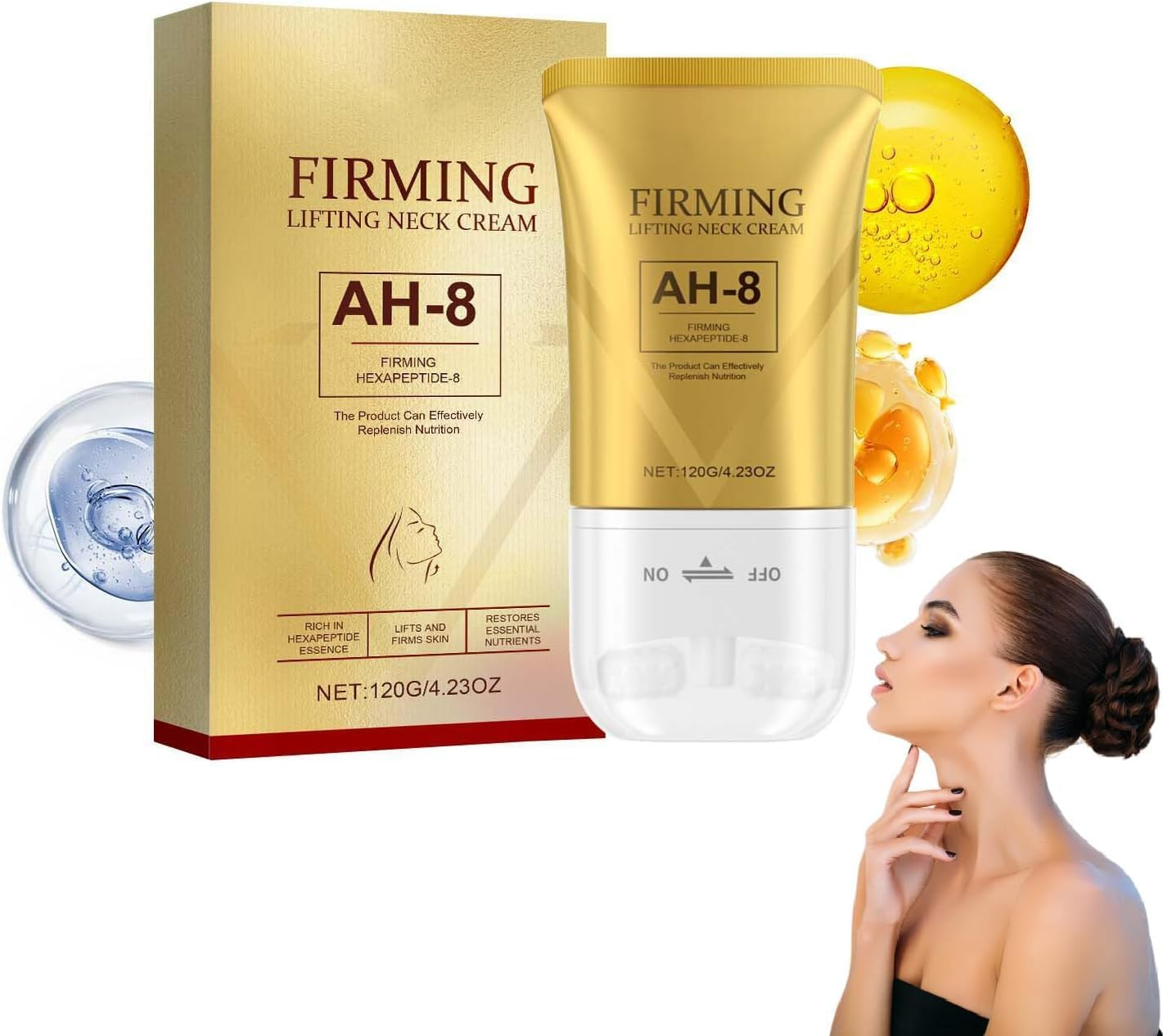 SM- Neck Firming Cream with AH-8 Peptide &ndash; Double Roller Lifting Serum for Neck, Chin & Chest &ndash; Hydrating with Ceramide NP &ndash; Sculpting & Anti-Wrinkle Formula &ndash; 50Ml image number 3