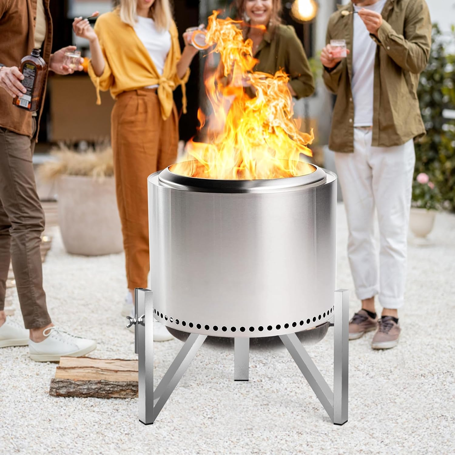 Onlyfire Firepit Stand, Stainless Steel Stand Fits for 15 Inch Solo Stove Ranger and 19.5 Inch Solo Stove Bonfire Firepit, Camping Fire Pit Accessory for Outdoor Fire Pits