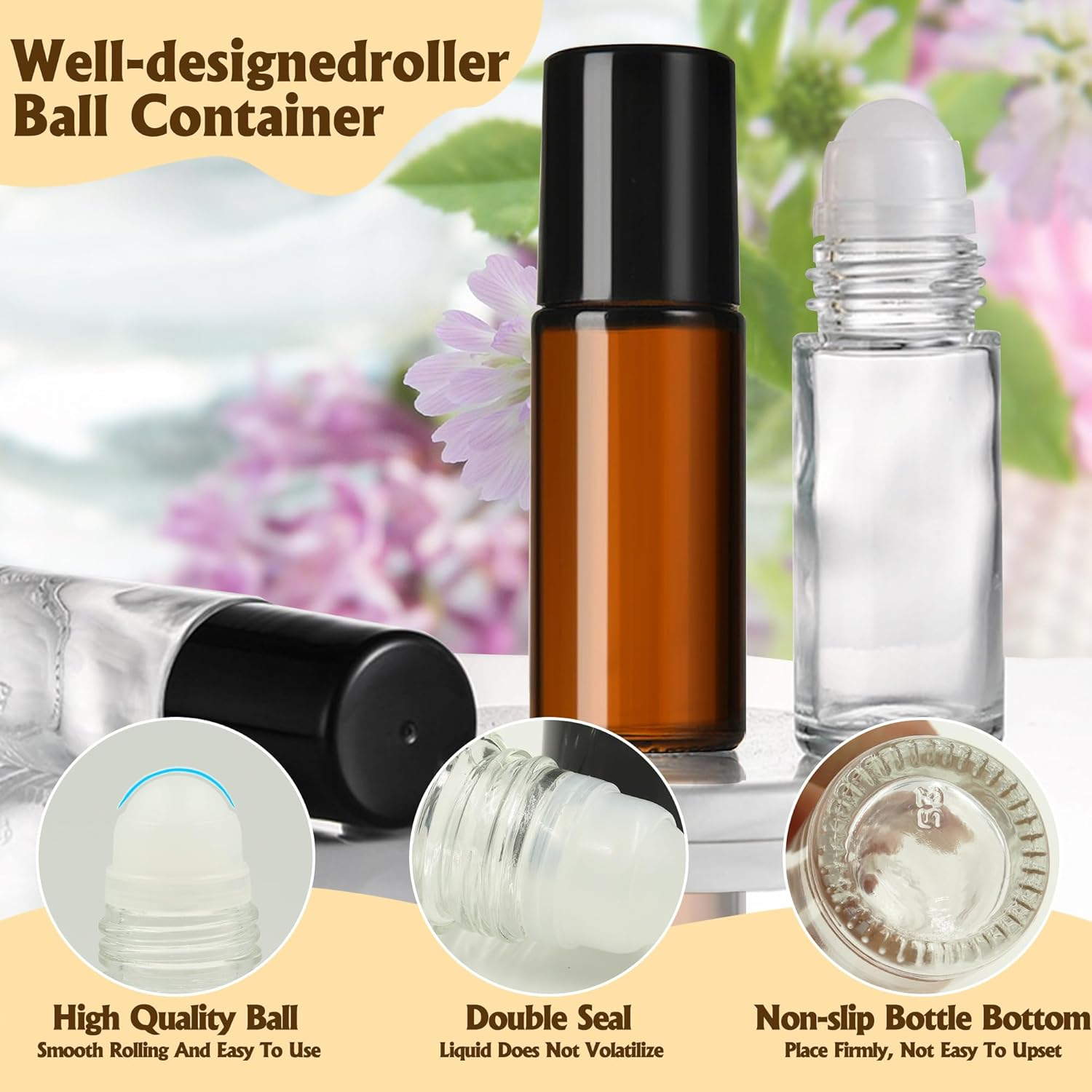3 Pcs Glass Roller Bottles for Essential Oils, 30Ml Empty Rollerball Bottles with 1 Mini Funnel, Clear Refillable Roller Ball Container, Perfume Roll on Bottles (3 Pcs) image number 4