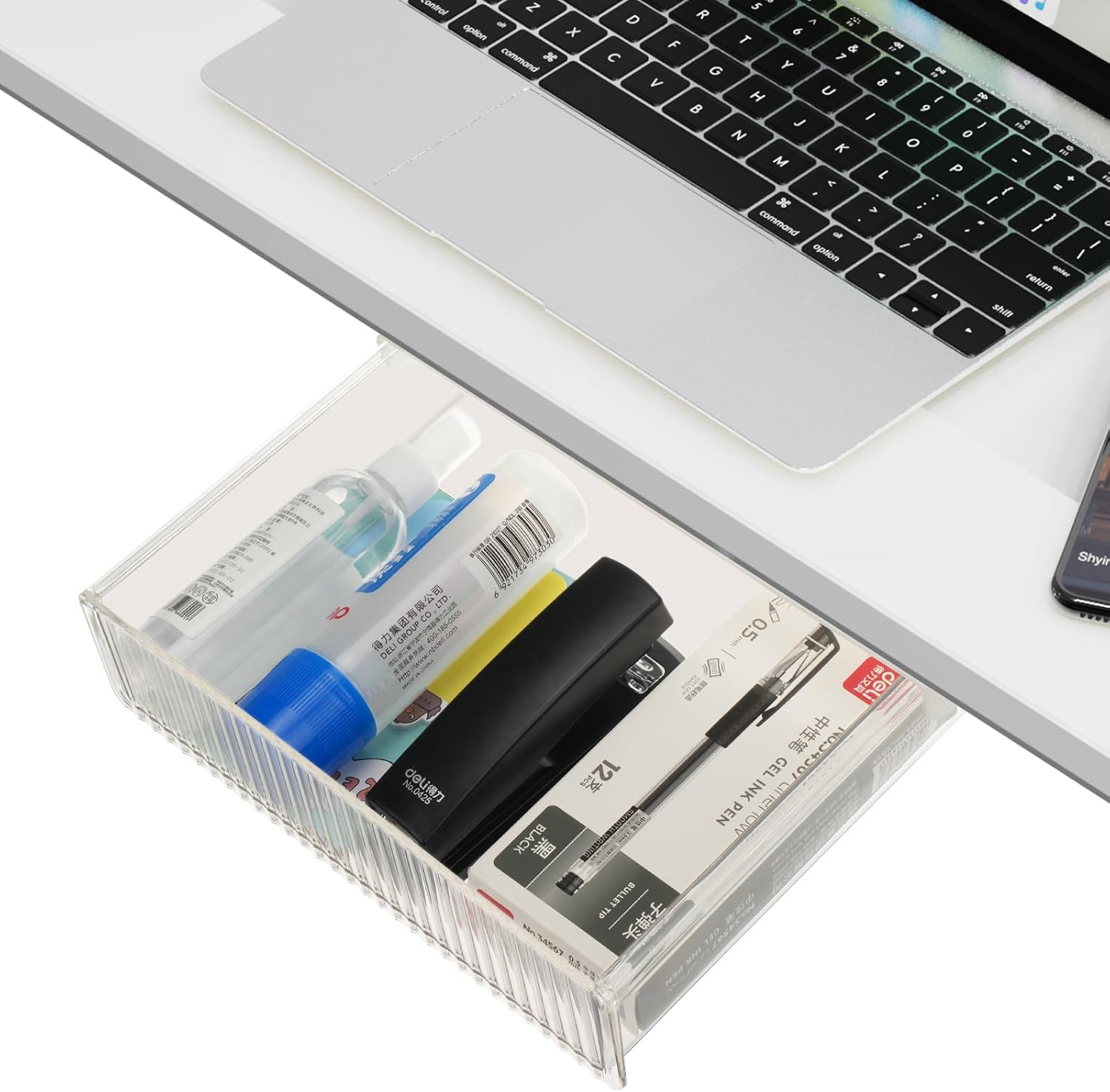 1 Pack under Desk Drawer with 3 Self-Adhesive 3M Nano Tape for Hidden Desktop Storage Organizer