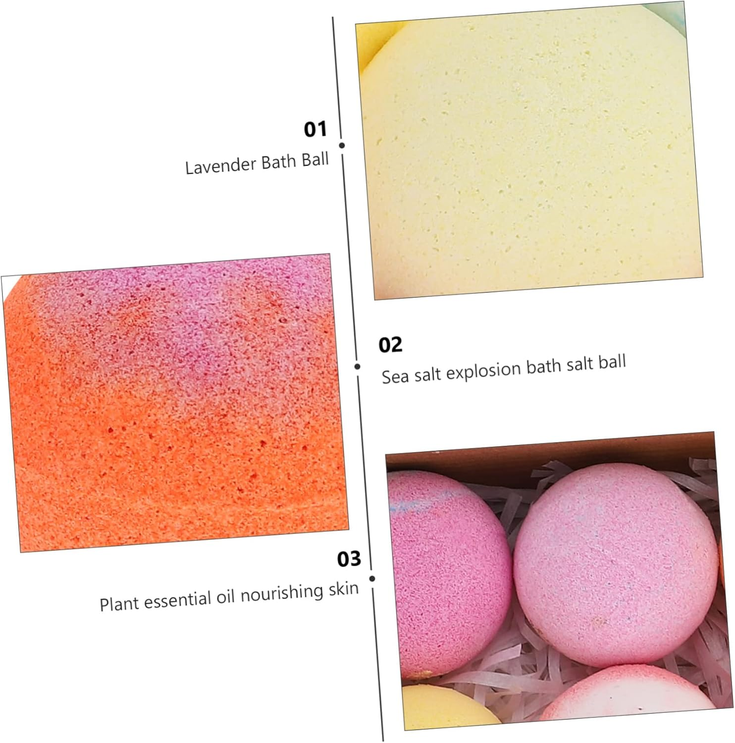 BATHVEVE 9Pcs Essential Oil Set 60G Fragrant Bubble Balls for Spa Relaxation Bath Accessories for Women and Boys and Girls