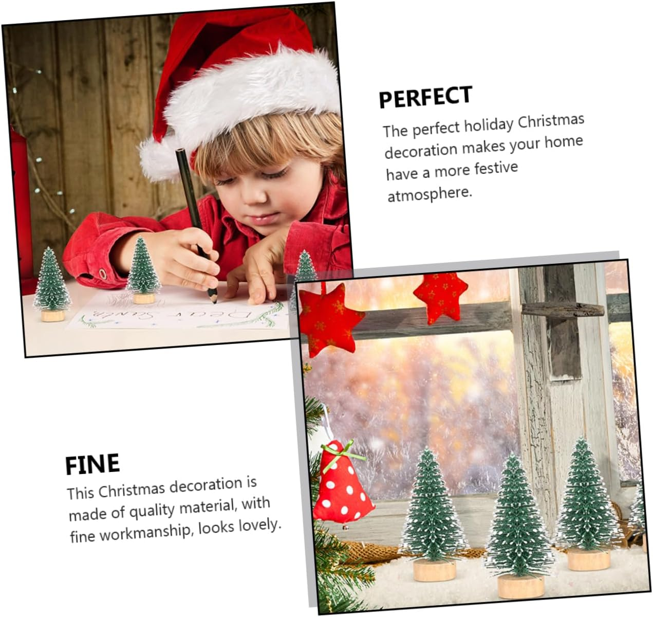 12Pcs Mini Adornment Christmas Tree Ornaments Covered for DIY Craft Tree Decorations image number 2