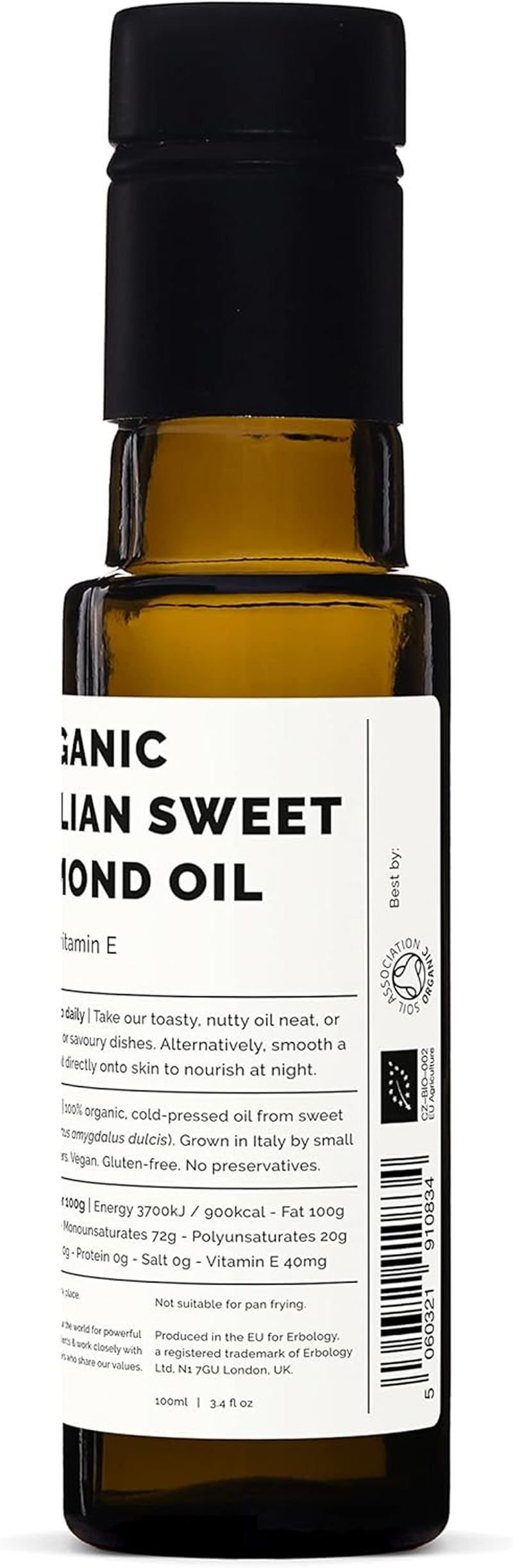 Erbology Organic Sweet Almond Oil 100Ml - Cold-Pressed - Rich in Skin-Nourishing Vitamin E - Straight from Farm in Italy - Non-Gmo - No Additives or Preservatives - Recyclable Glass Bottle image number 4