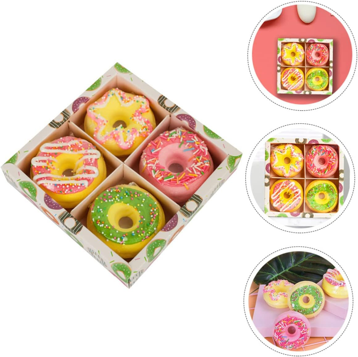 BELLIFFY 100G Assorted Doughnut Shape Bath Salt Balls Moisturizing Spa Relaxation 4 Pcs Set Natural Ingredients for Soothe Your Skin for Bathing and Self-Care Random Style image number 6